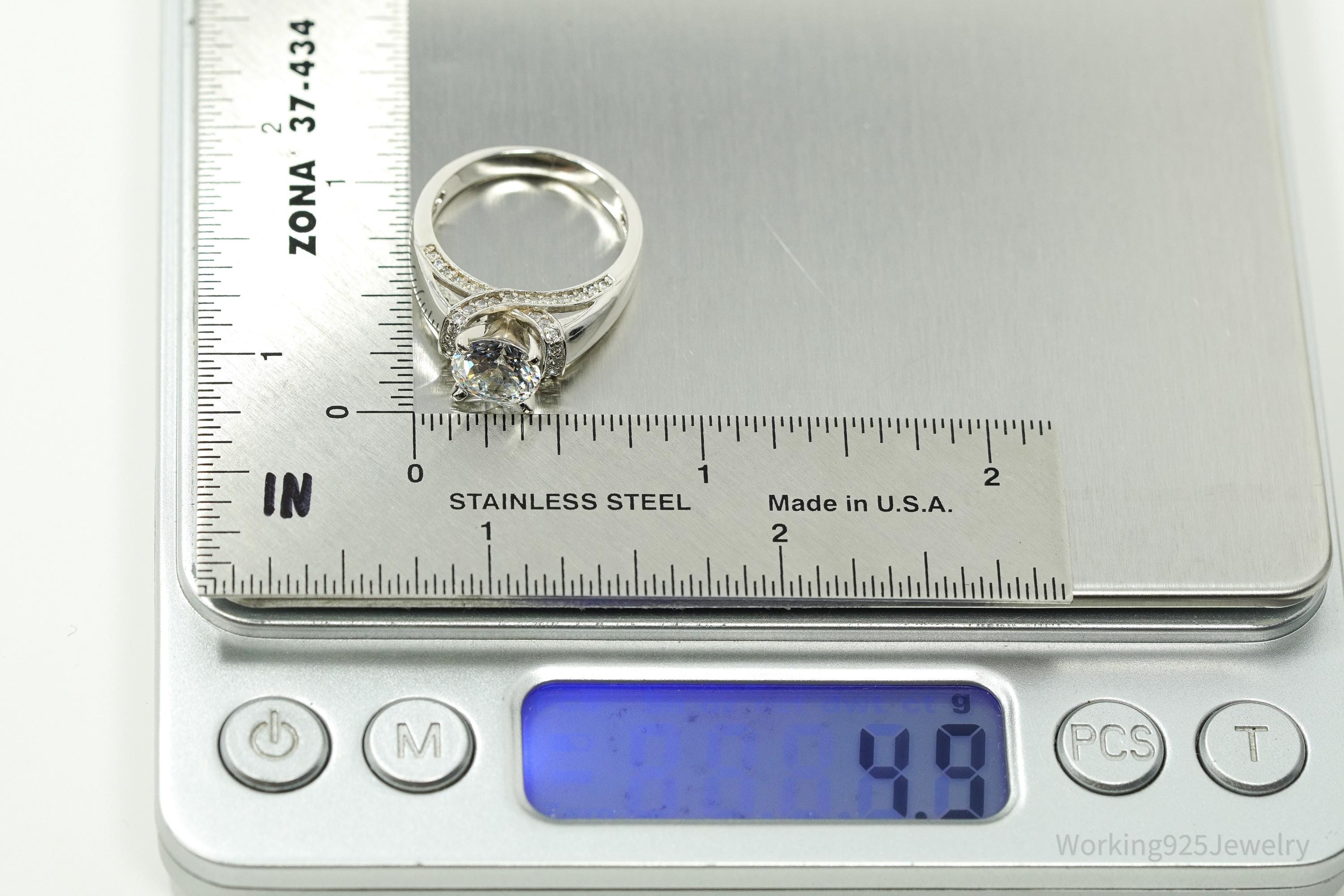 Vintage Designer SW Cubic Zirconia Sterling Silver Ring - Size 7.25