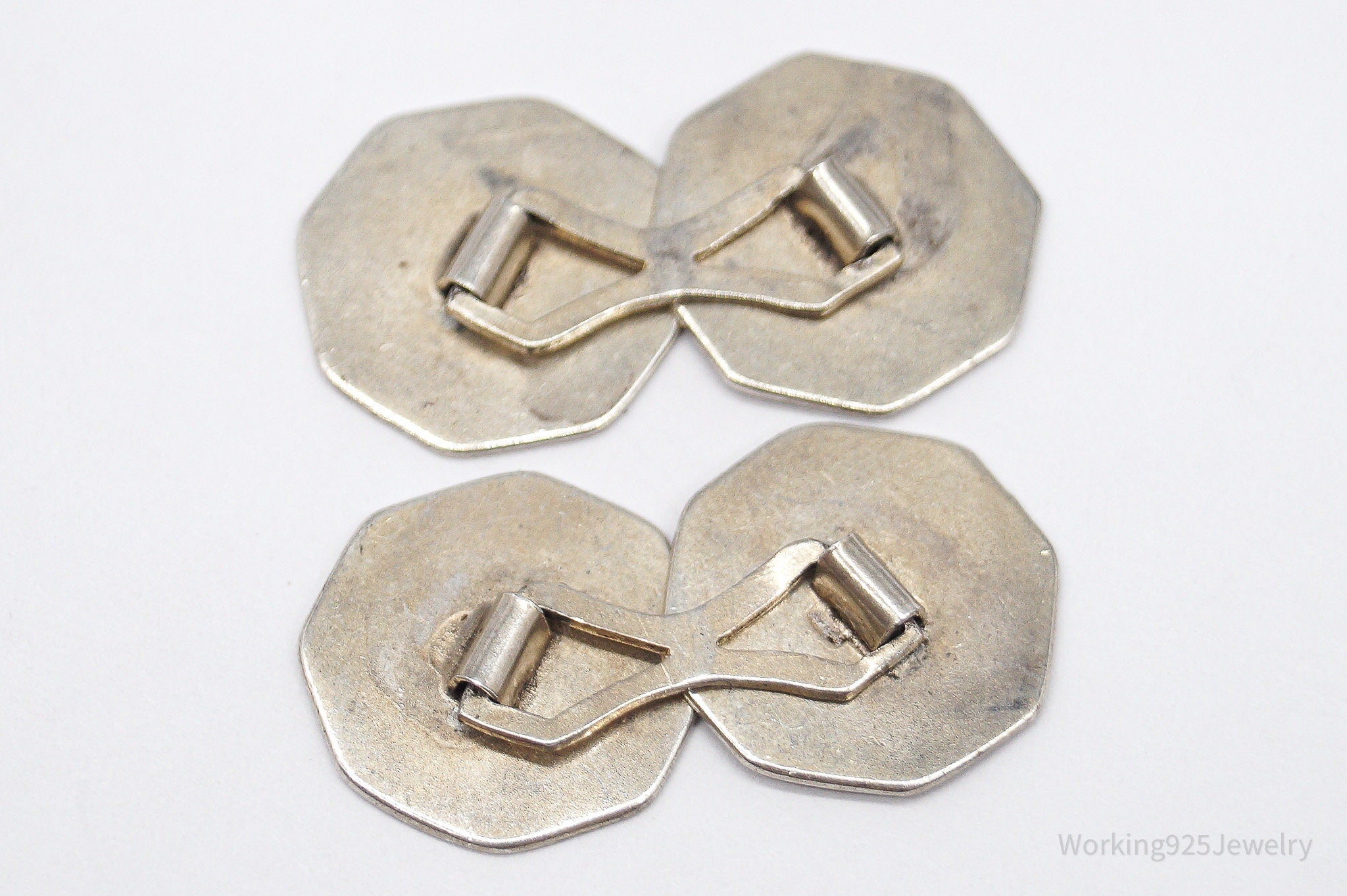 Antique Octagon Sterling Silver Cufflinks