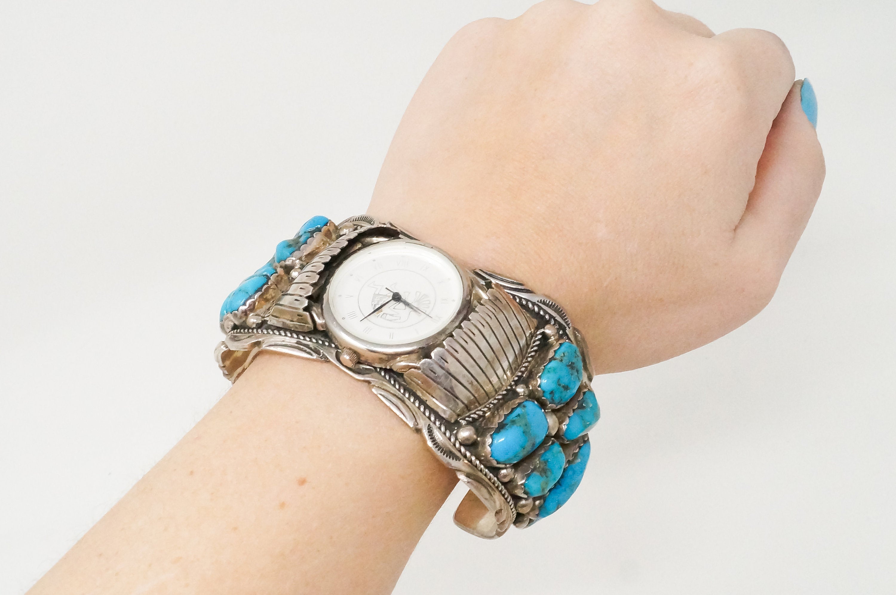 Vintage Native American Mary Thomas Richard T Thomas Turquoise Sterling Watch