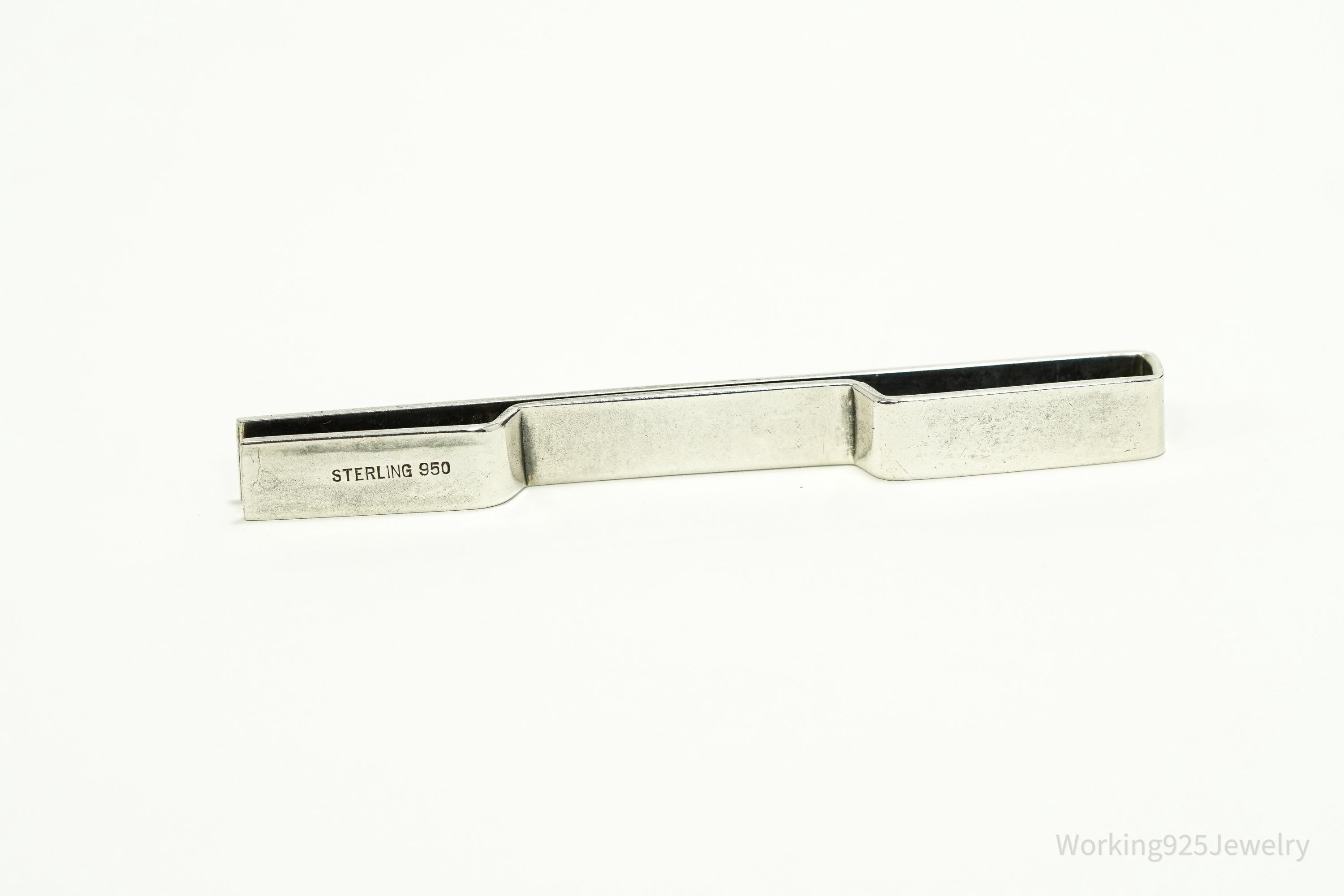 Vintage Floral Etched 950 Sterling Silver Money Tie Money Clip