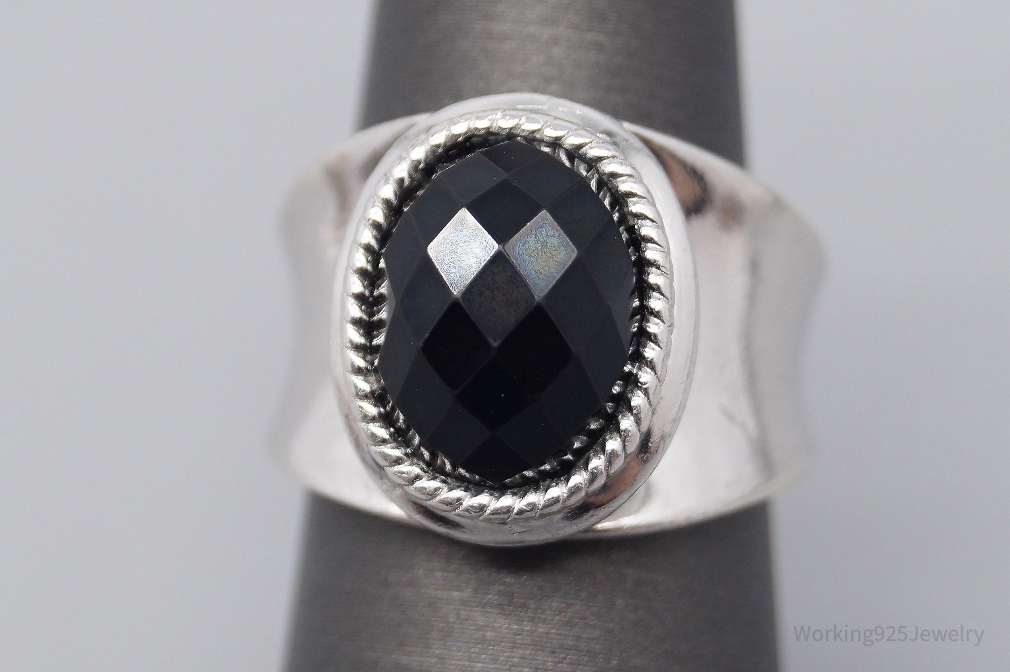 Designer Gabriel & Co Retired Black Onyx Sterling Silver Ring - Size 6.5