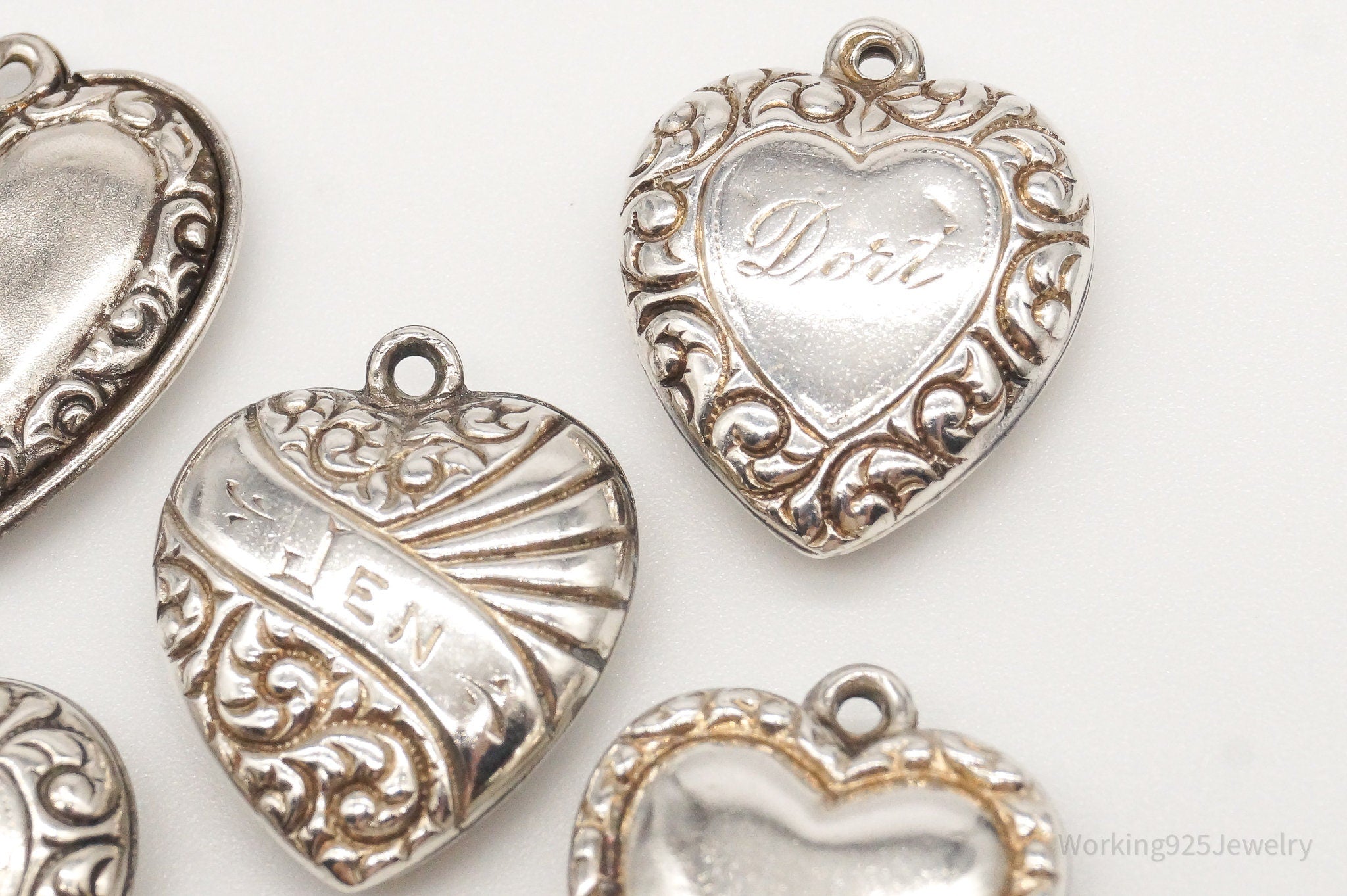 Vintage Puffy Hearts Sterling Silver Charms Lot