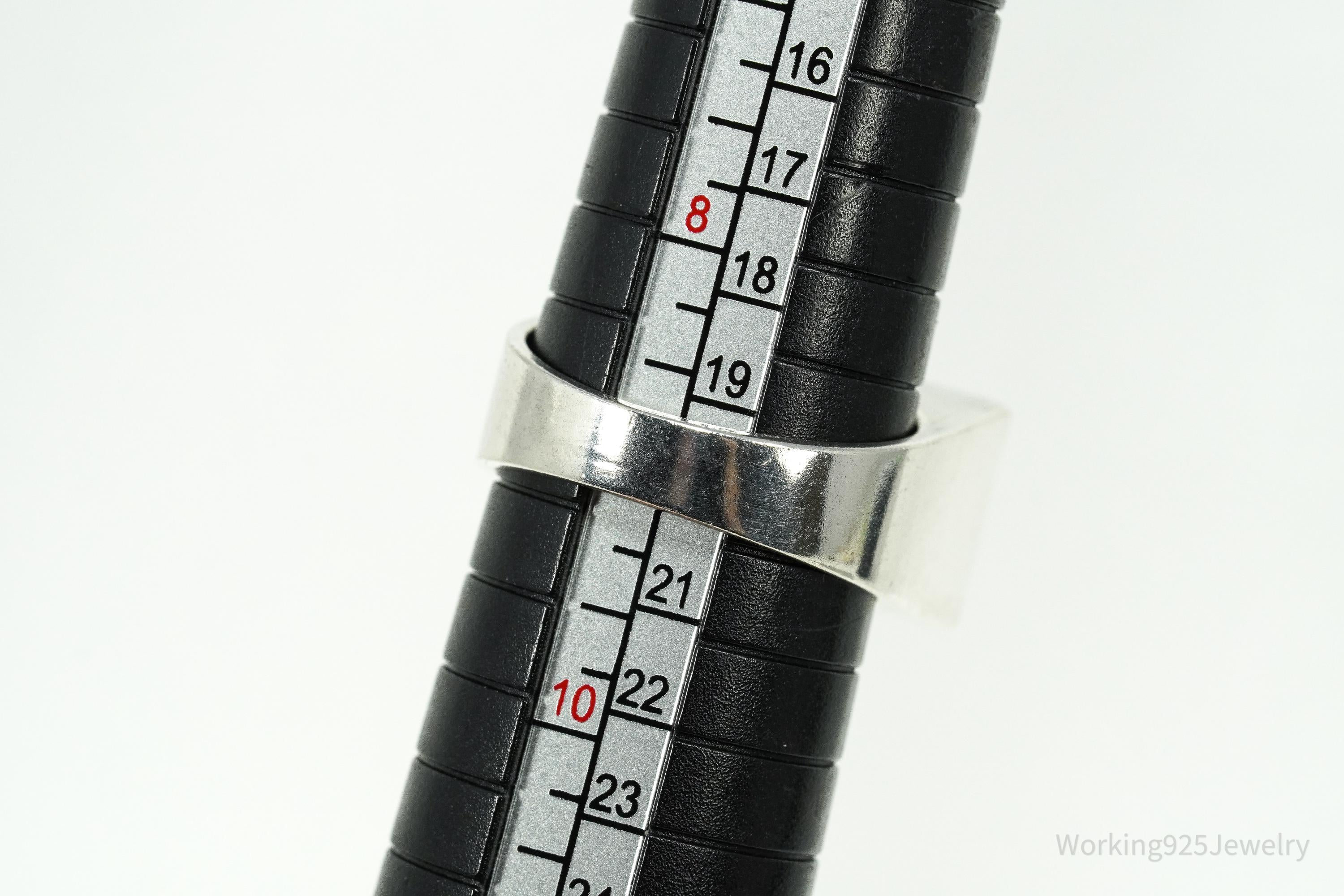 Vintage Lapis Lazuli Modernist Style Sterling Silver Ring Size 9