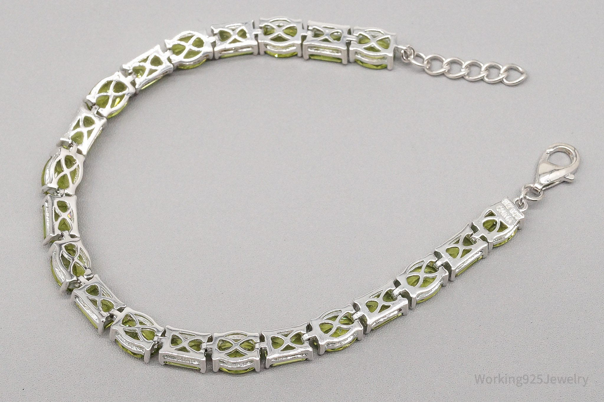 QVC HT Green Peridot Sterling Silver Bracelet - 8.25"