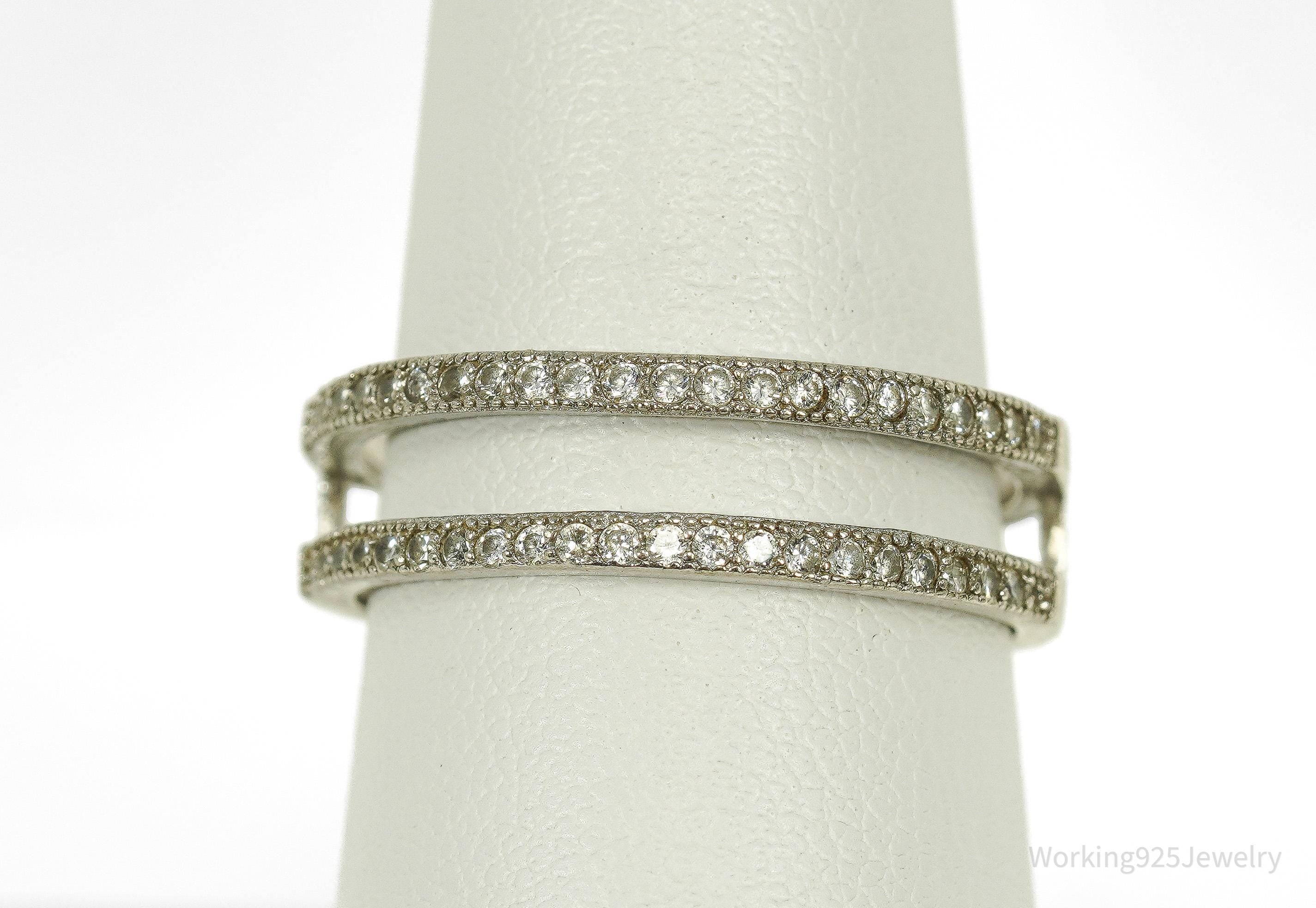 Vintage Cubic Zirconia Sterling Silver Band Ring - Size 8.5