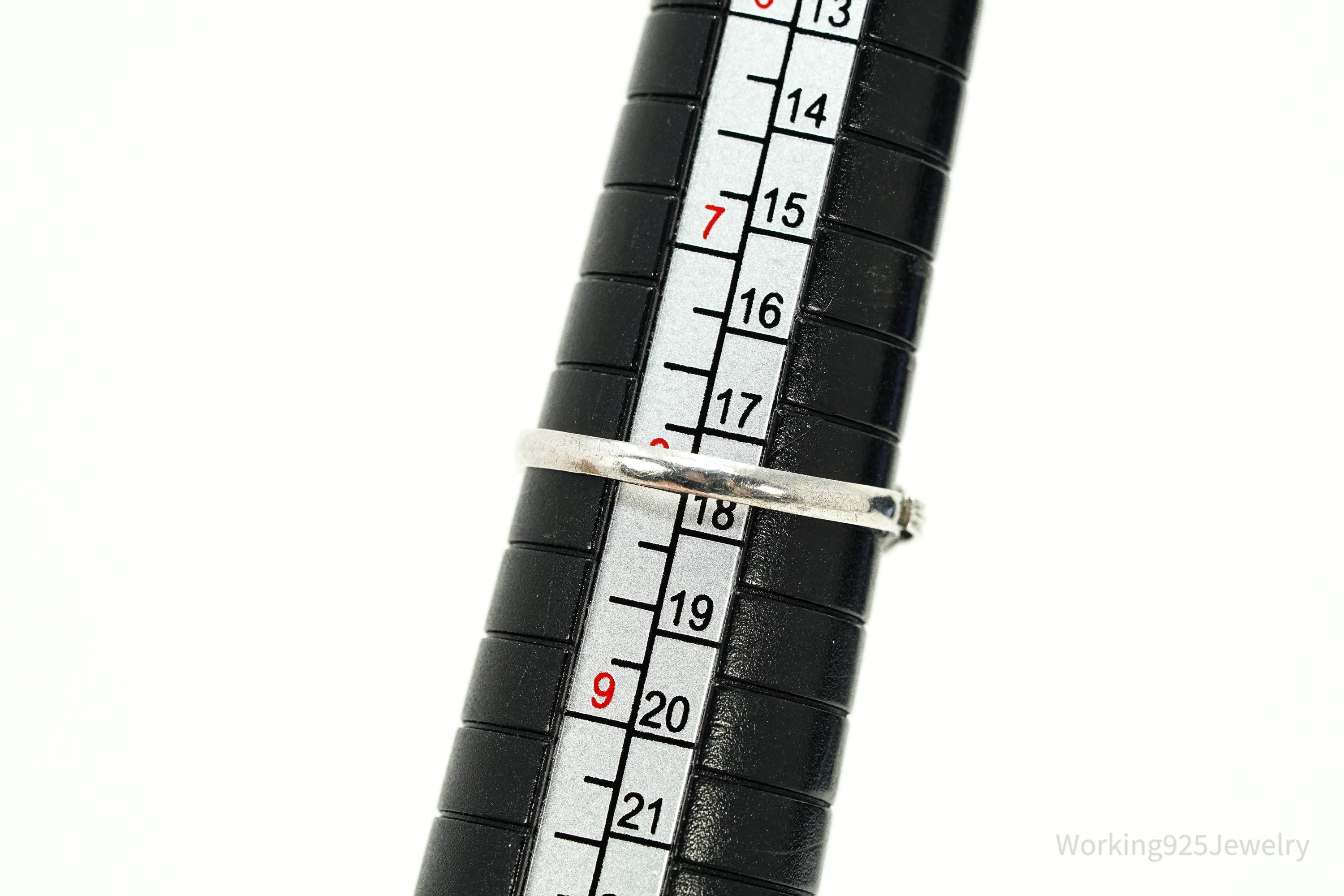 Antique Goldstone Ornate Silver Ring Size 8