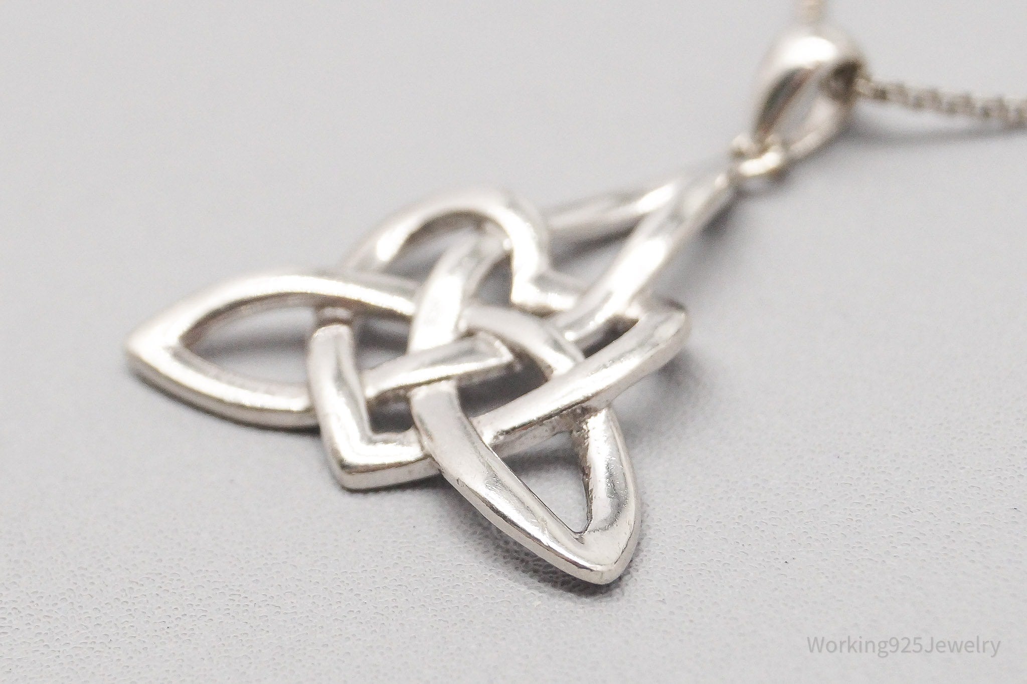 Vintage Celtic Love Knot Sterling Silver Necklace 20"