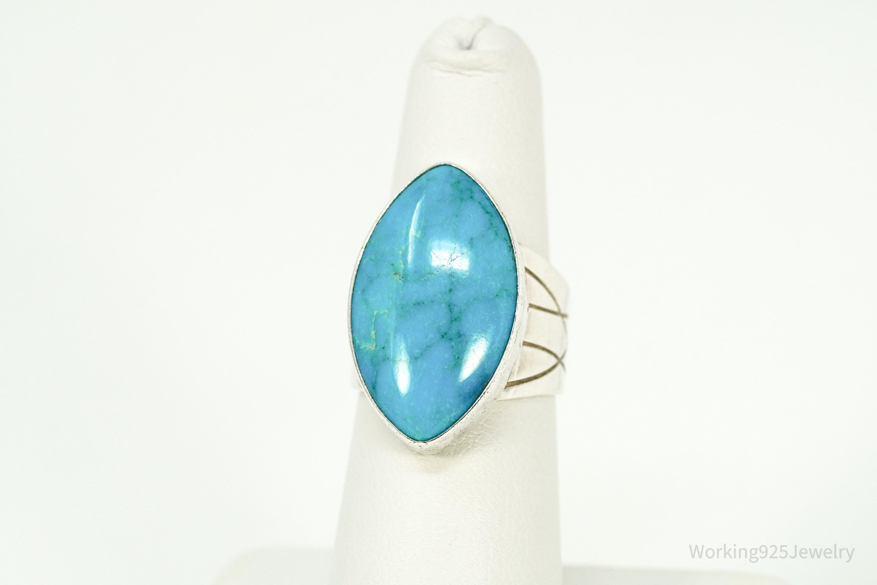 Vintage Desert Rose Trading Co Turquoise Sterling Silver Ring Size 6.75