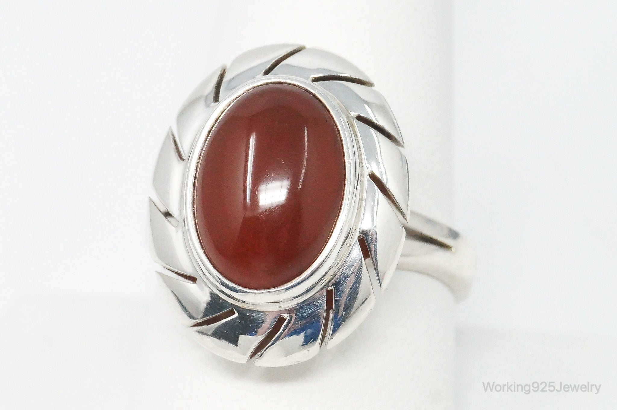 Vintage Mexico CII Carnelian Sterling Silver Ring Size 10.25