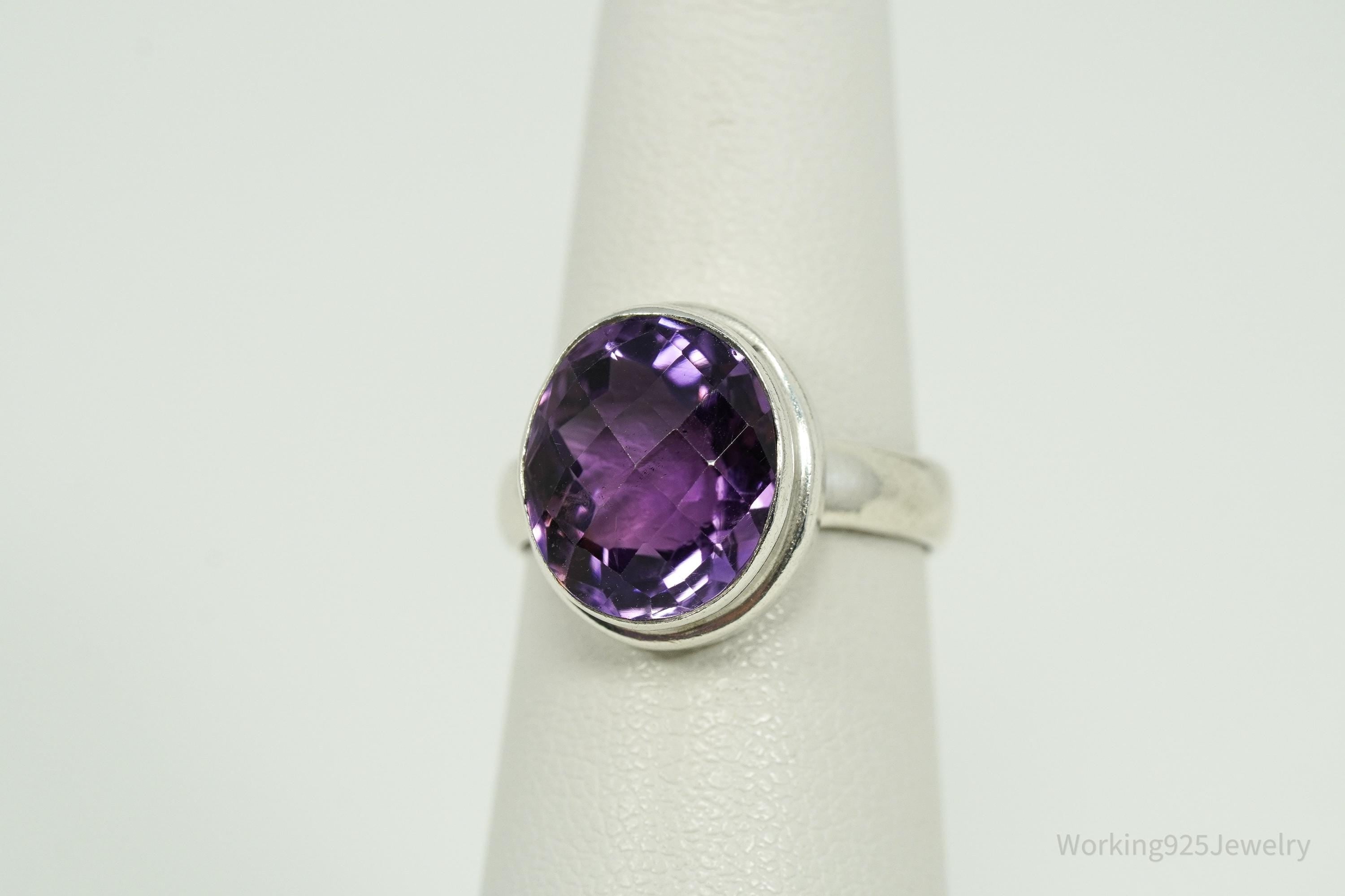 Vintage Amethyst Silver Ring - Size 6