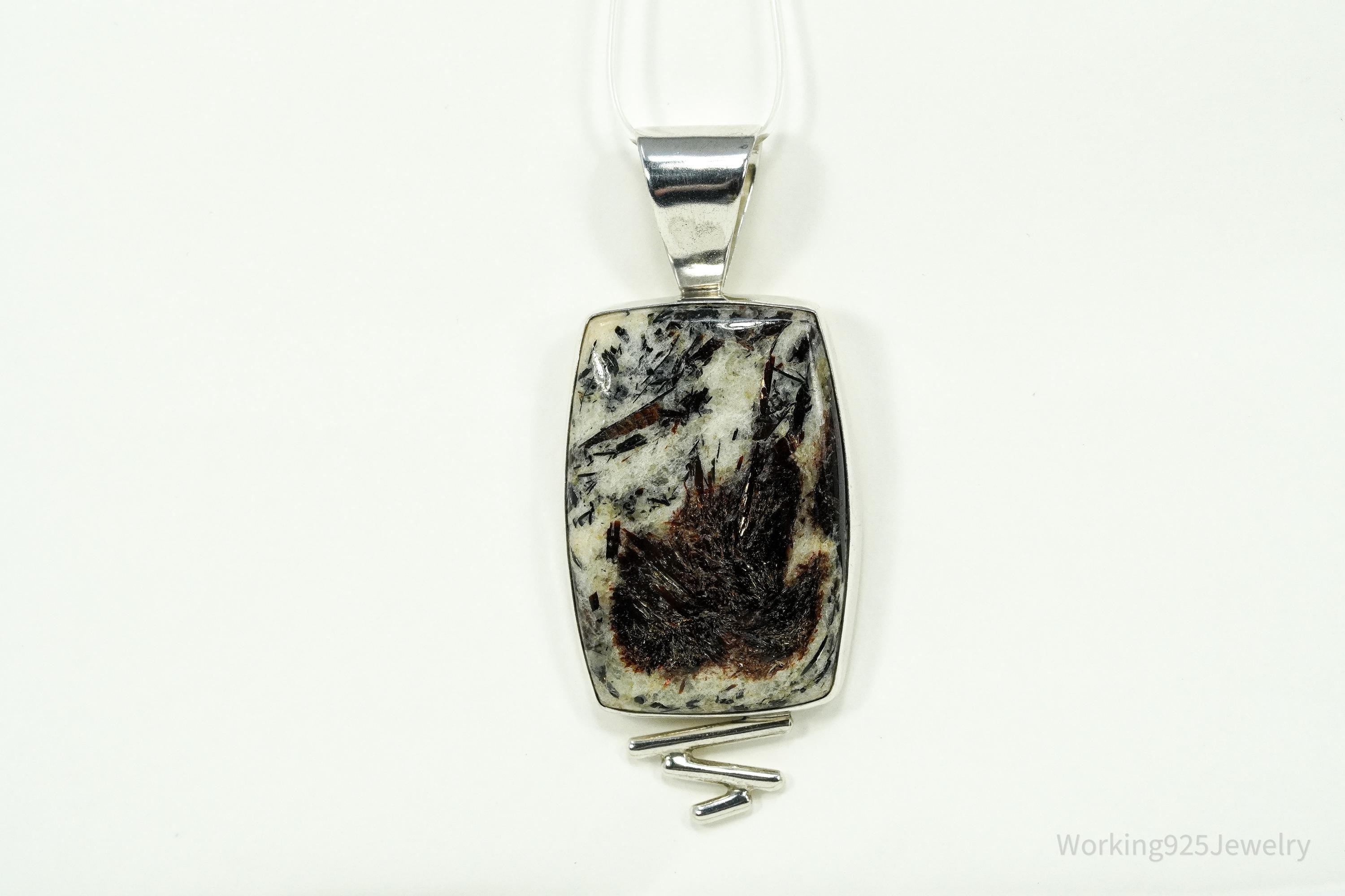 Vintage Large Desert Rose Trading Astrophyllite Sterling Silver Pendant 2 3/8"