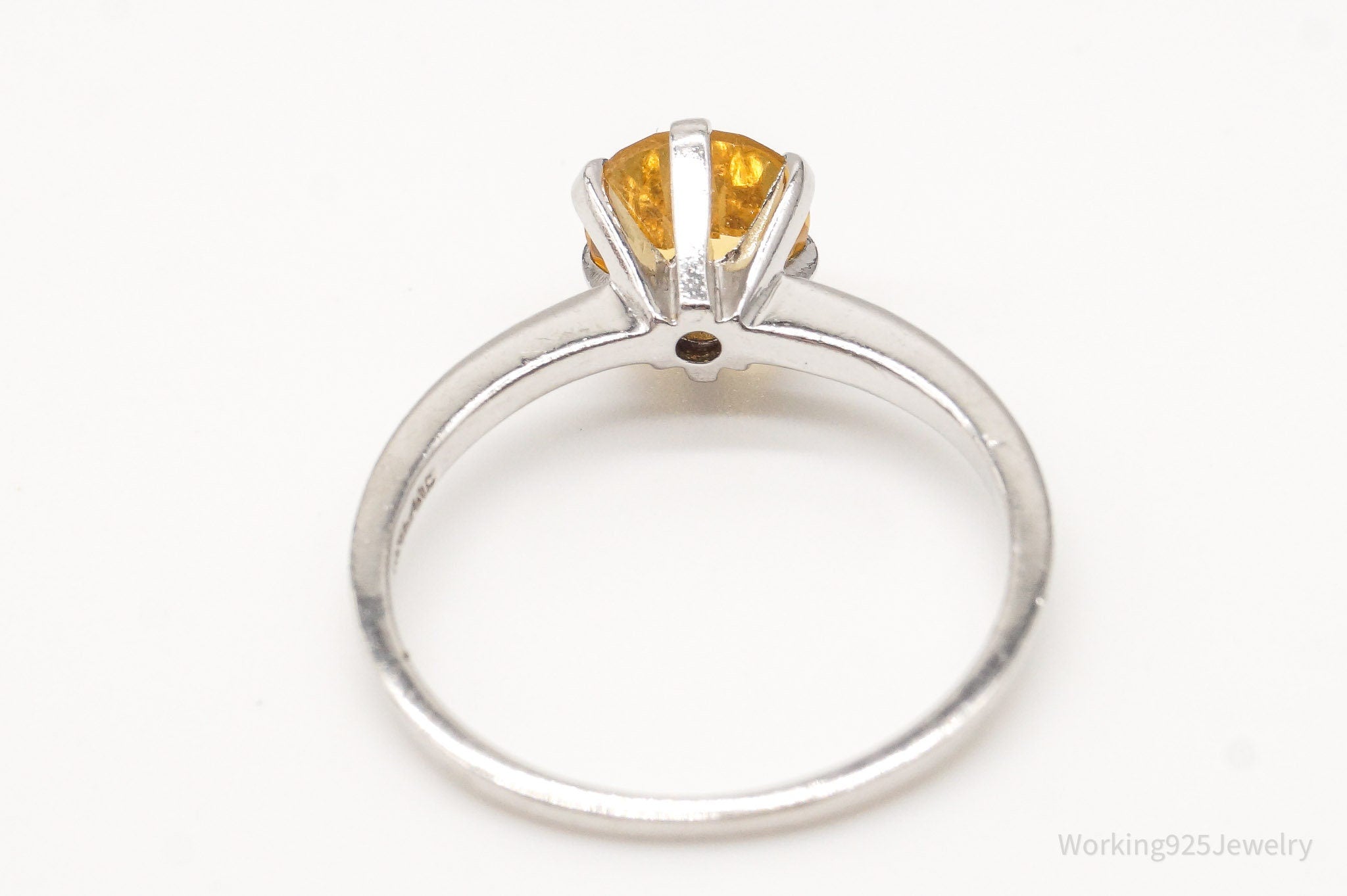 Vintage Citrine Sterling Silver Ring - Size 7.75