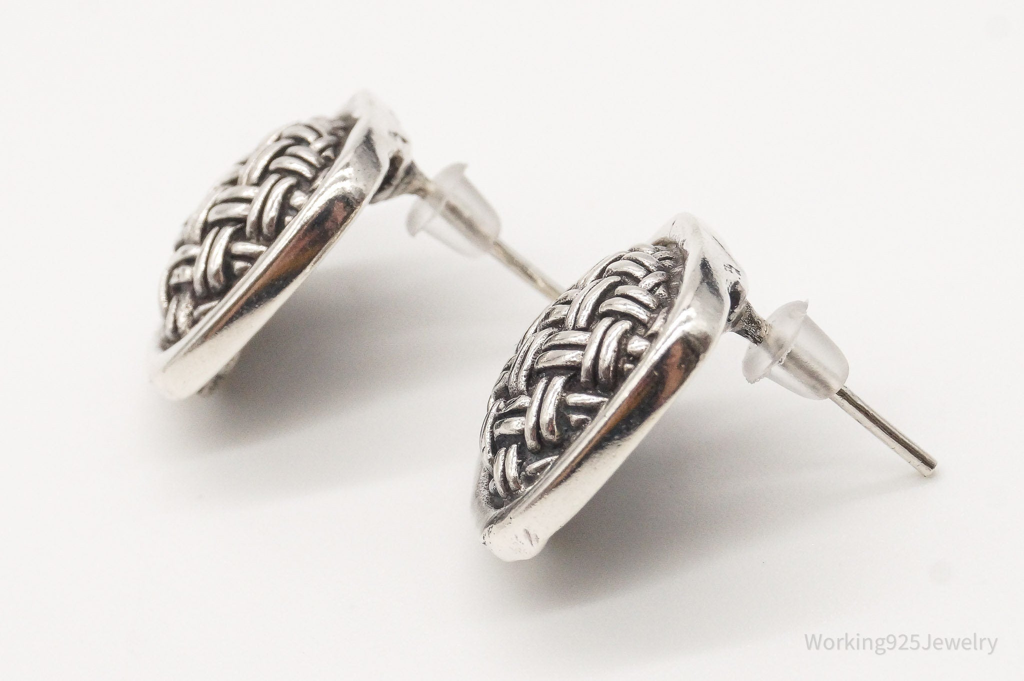 Vintage Sterling Silver Weave Designer Earrings