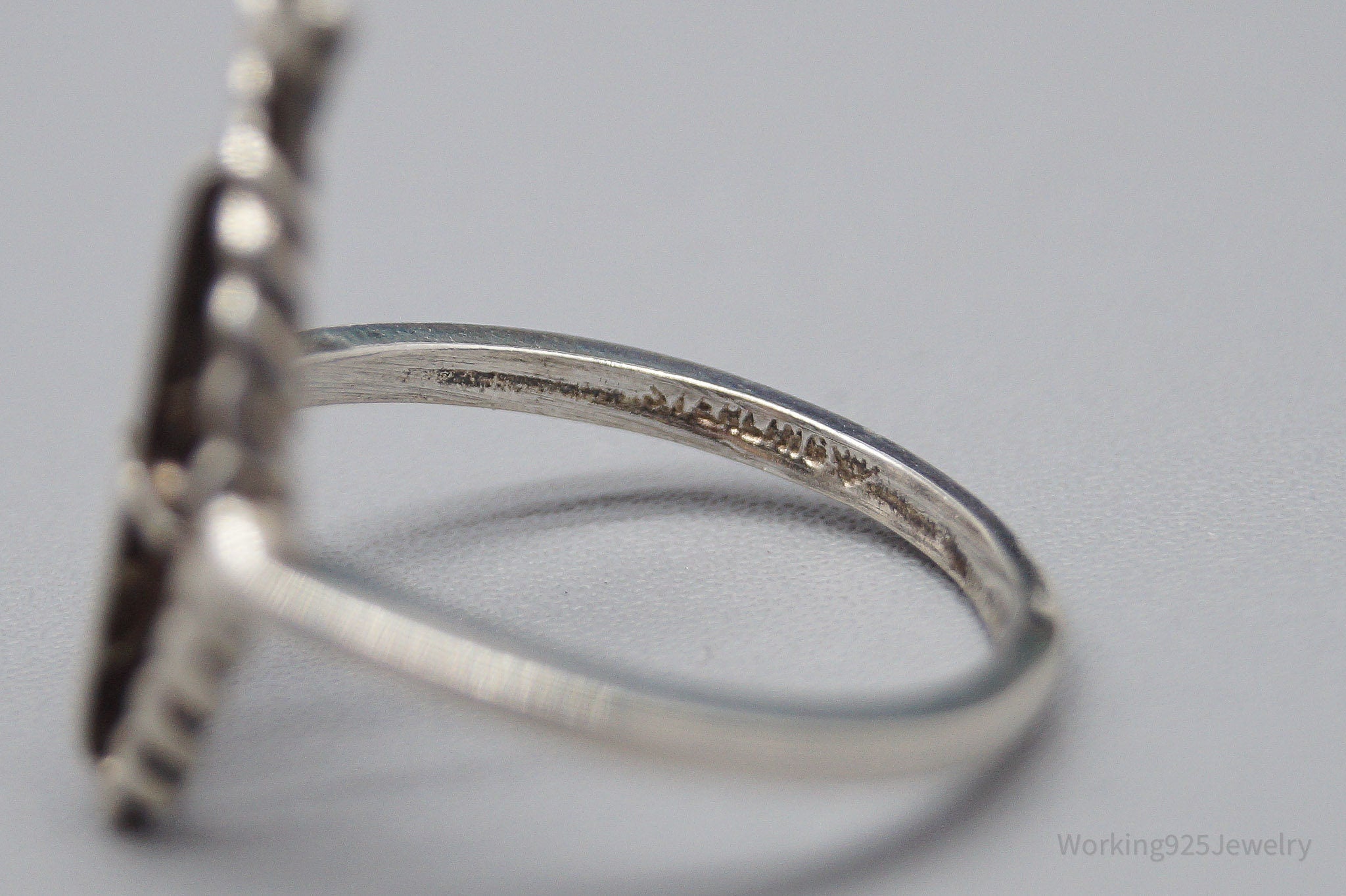 Vintage Ichthus Fish Cross Sterling Silver Ring - Size 7.25
