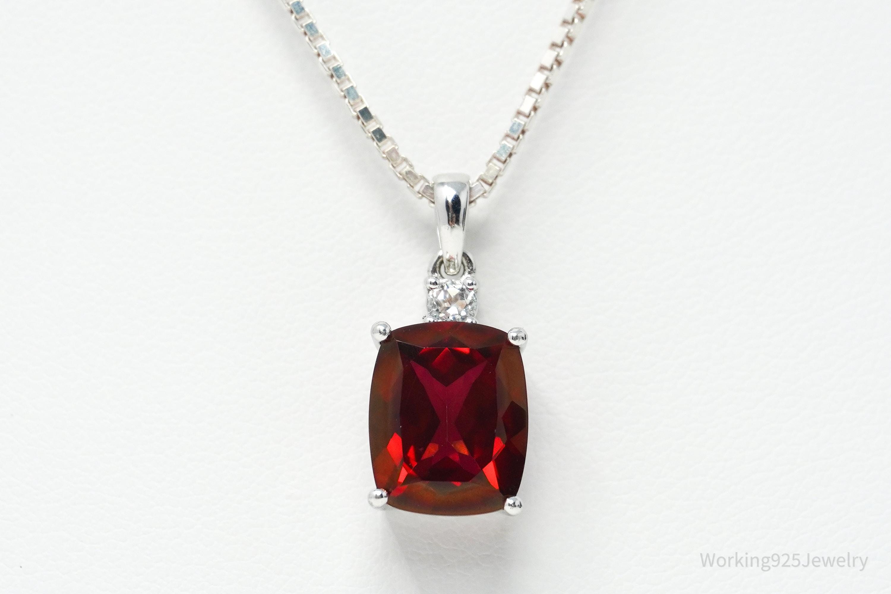 JTV's TGGC Created Ruby & White Topaz Sterling Silver Necklace 15"
