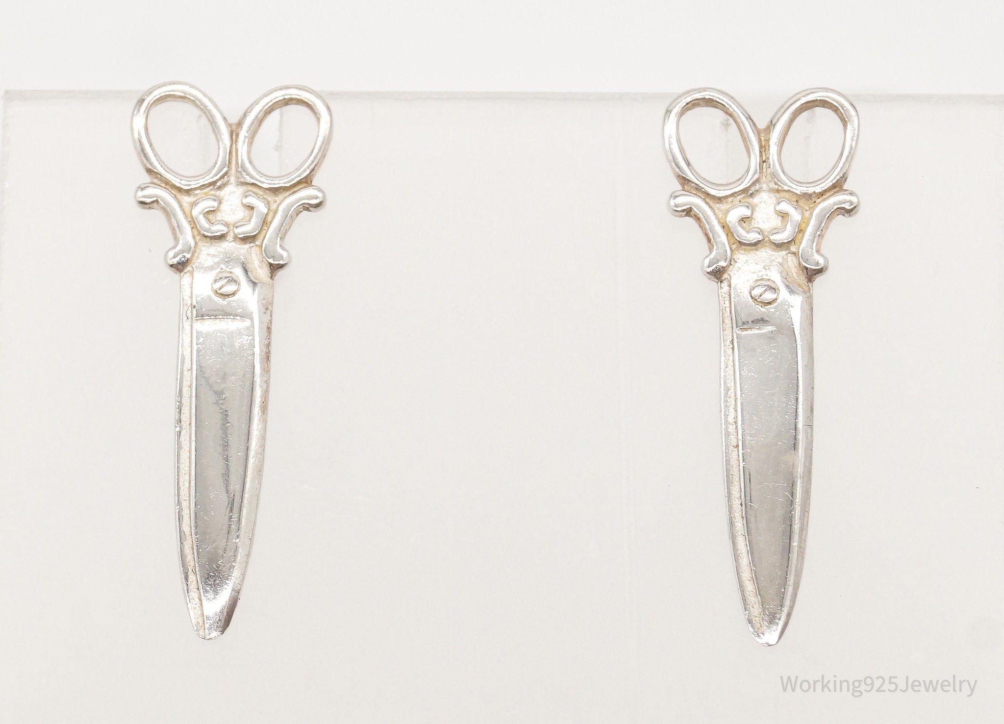 Vintage Scissors Sterling Silver Earrings