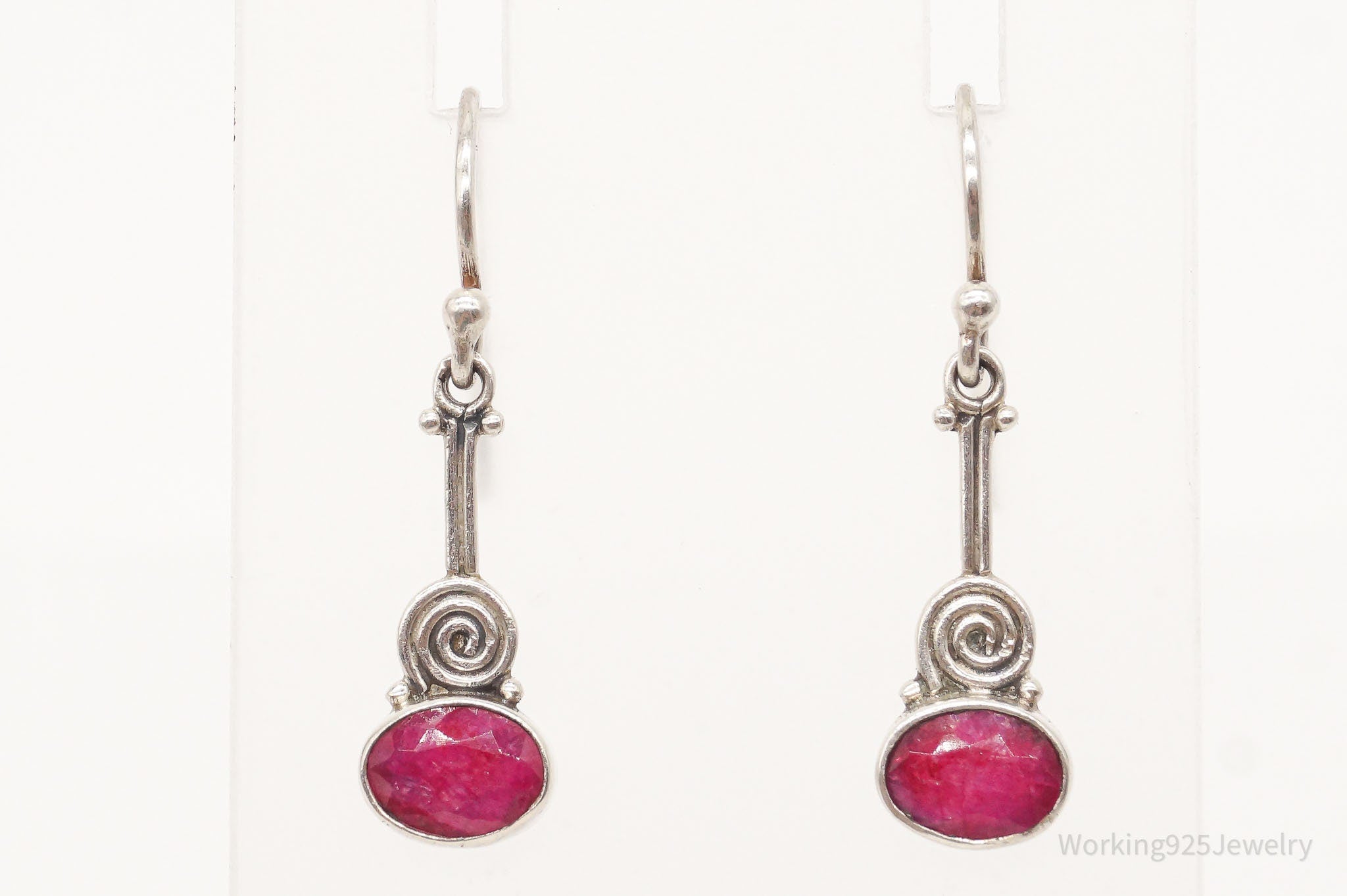 Vintage Ruby Sterling Silver Earrings