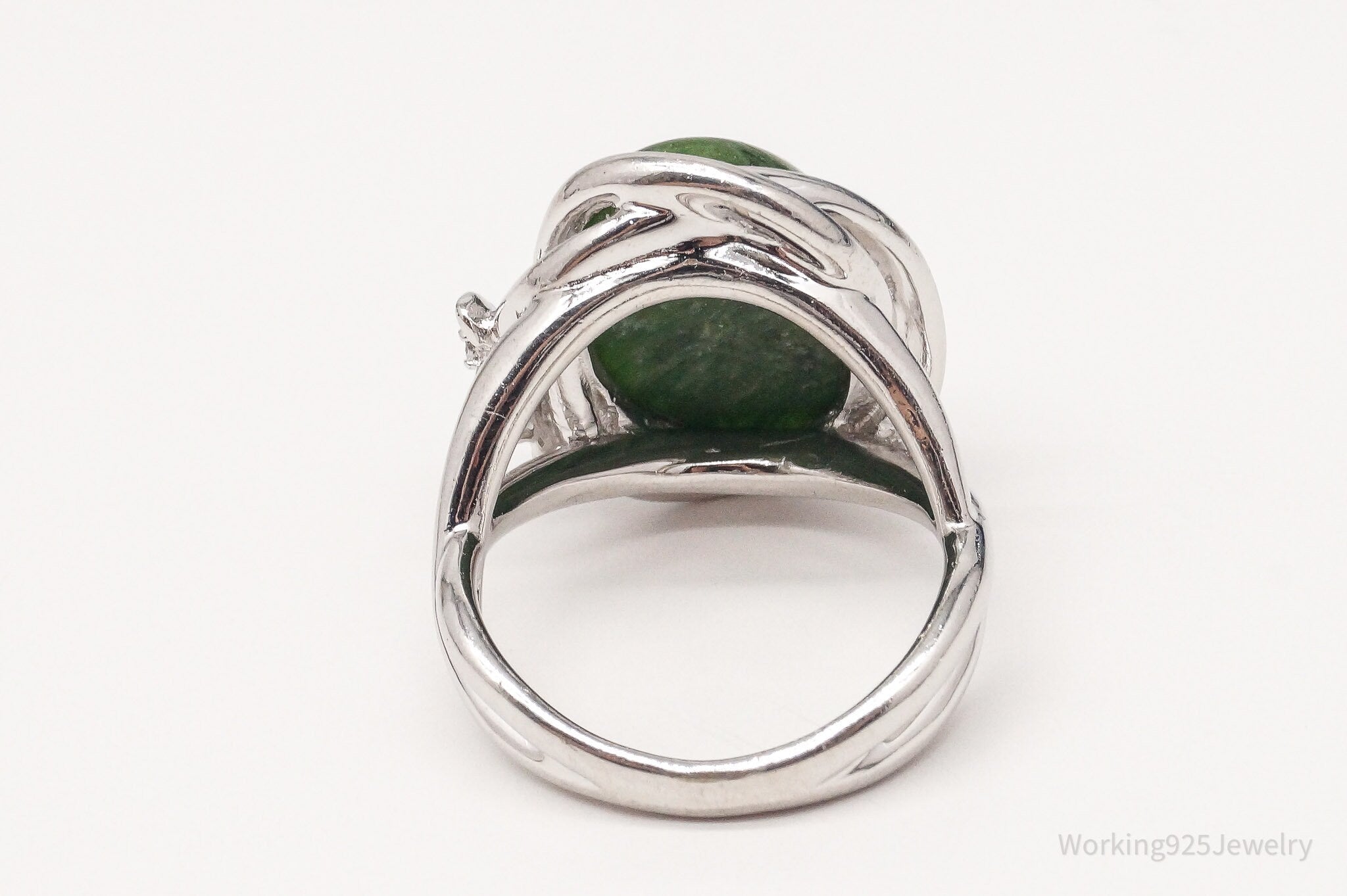 Vintage Natural Green Chrome Diopside Cubic Zirconia Sterling Silver Ring SZ 8.5