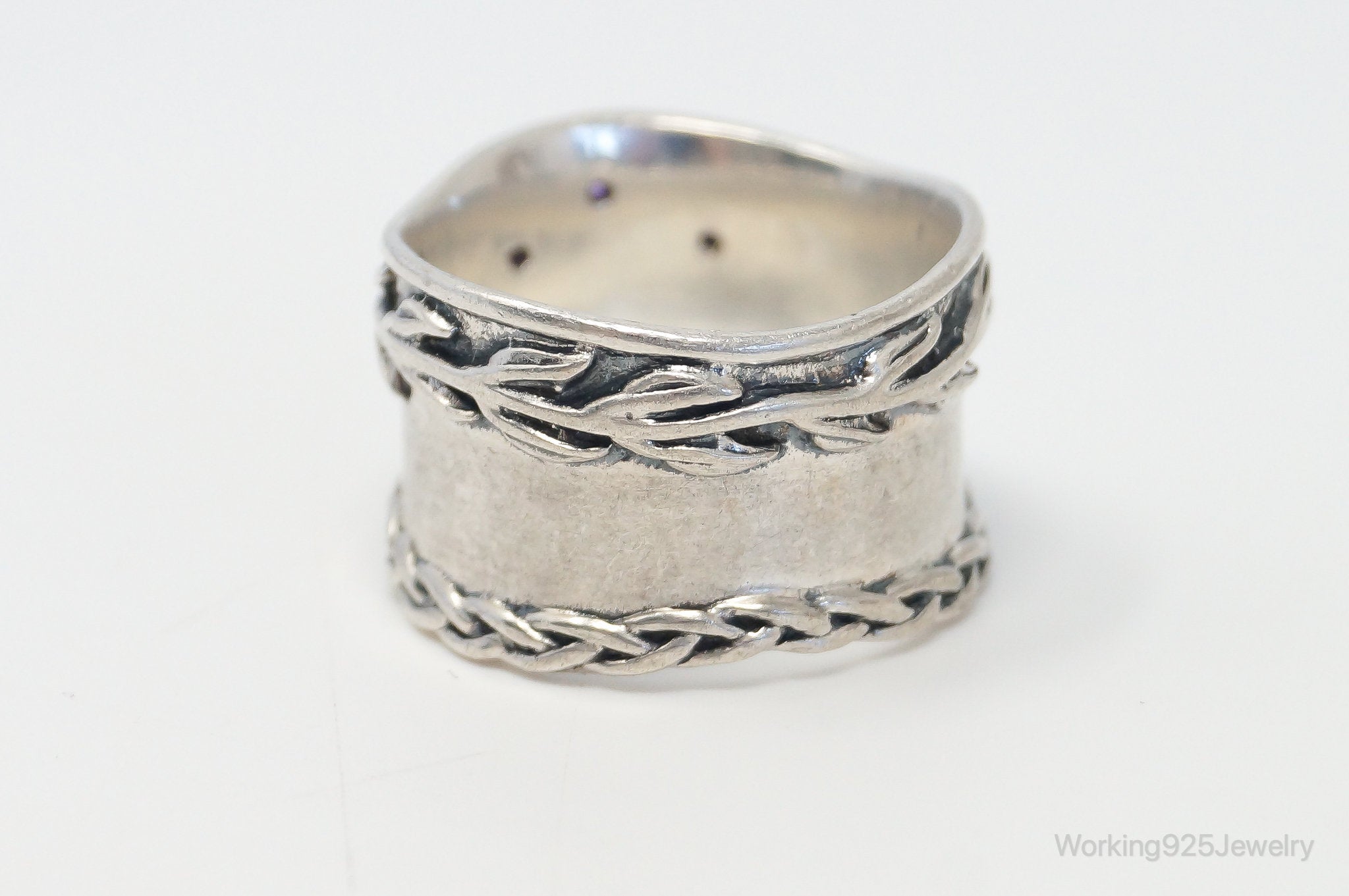 Designer Paz PZ Israel Amethyst Vine Sterling Silver Ring Size 10