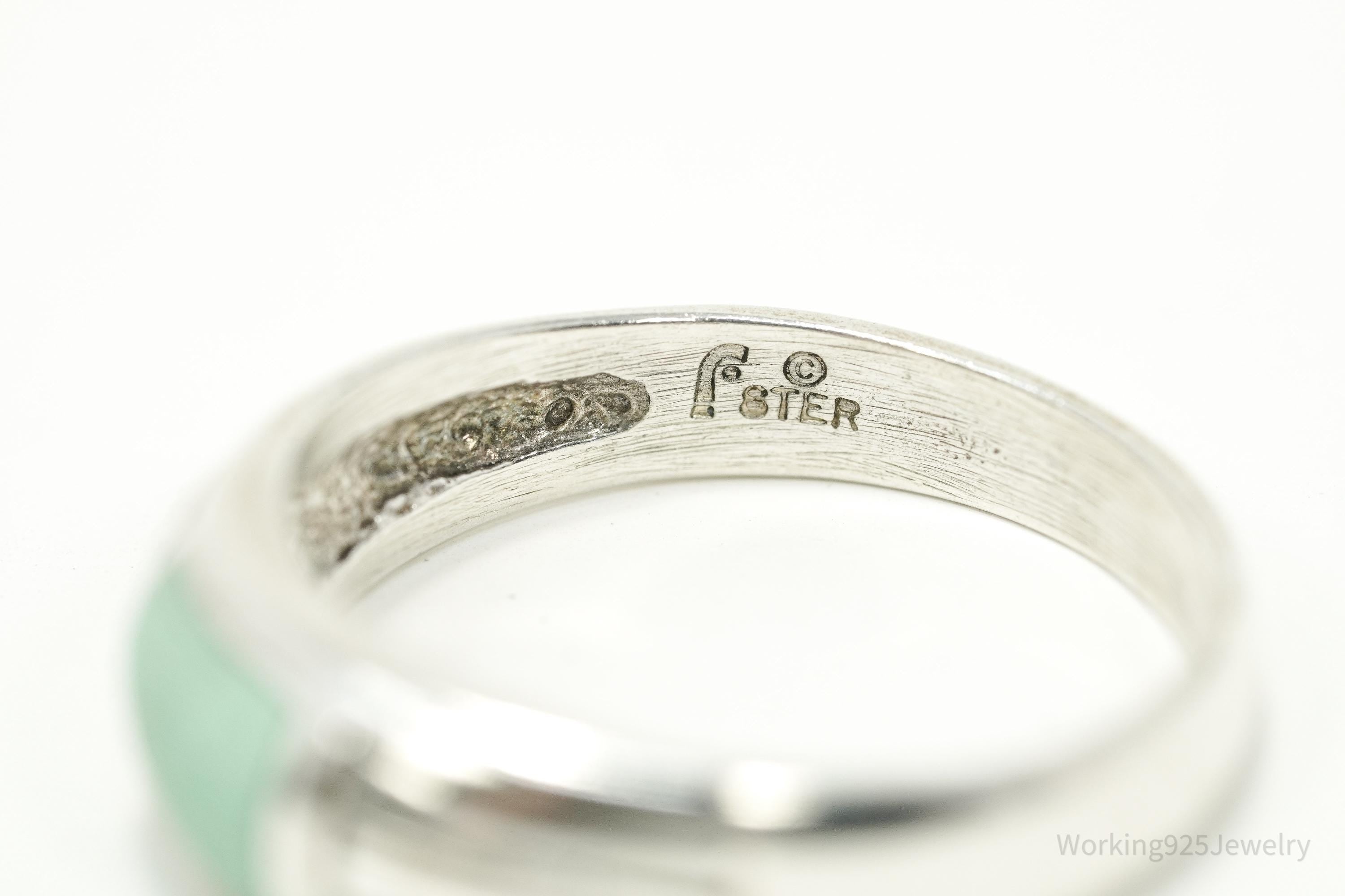 Vintage Native Anglo Carol Felley Turquoise Sterling Silver Ring - Size 9