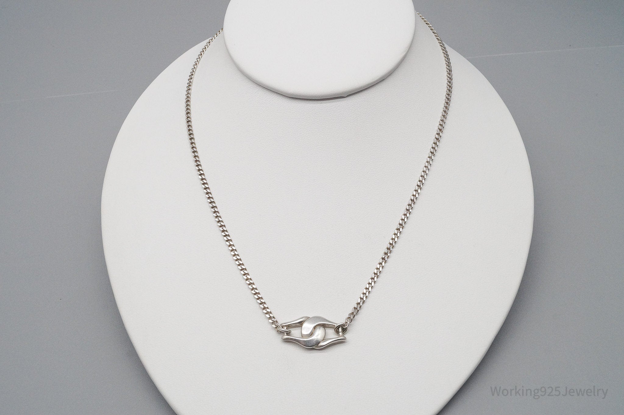 Vintage 1970s Italian Sterling Silver Chain Necklace 16"