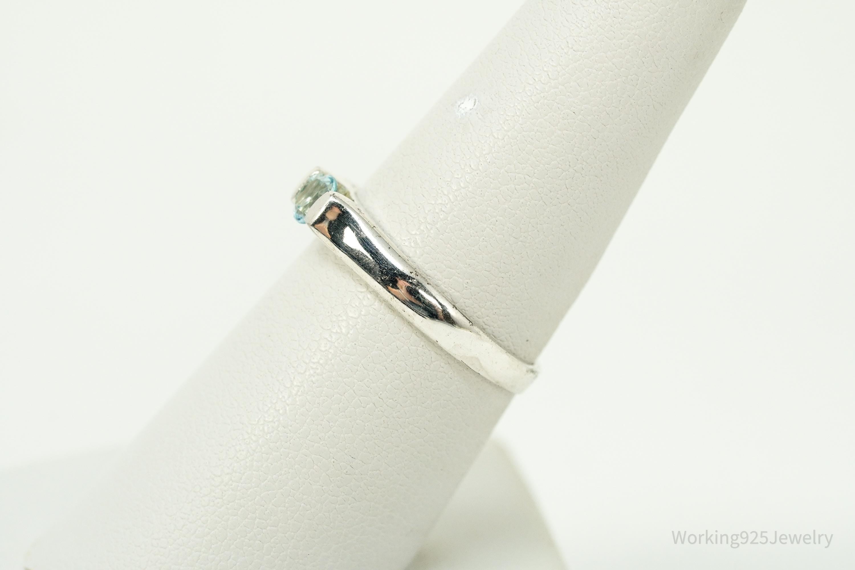 Vintage Blue Topaz Sterling Silver Ring - Size 7.25