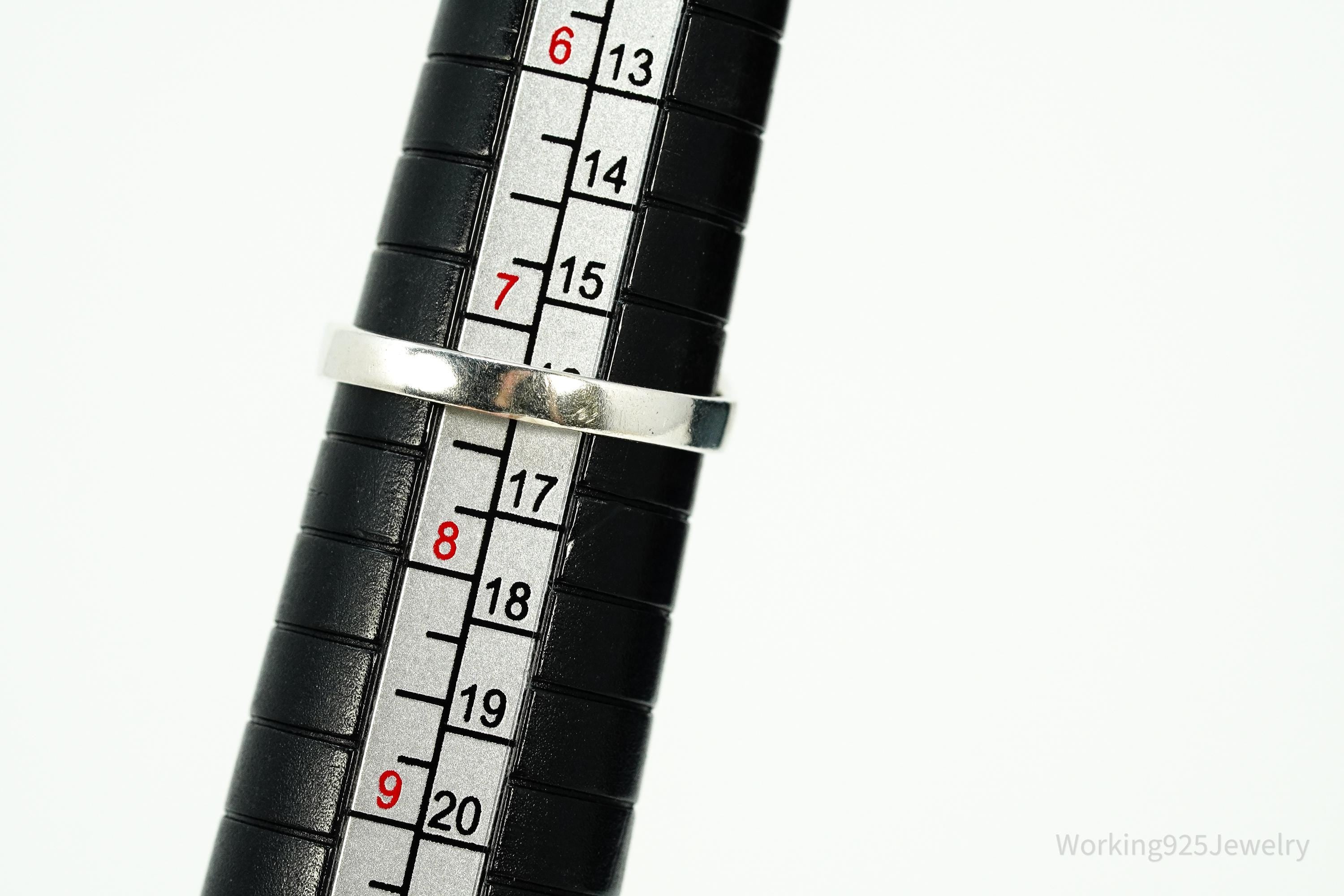 Vintage Black Onyx Modernist Style Sterling Silver Ring - Size 7.25