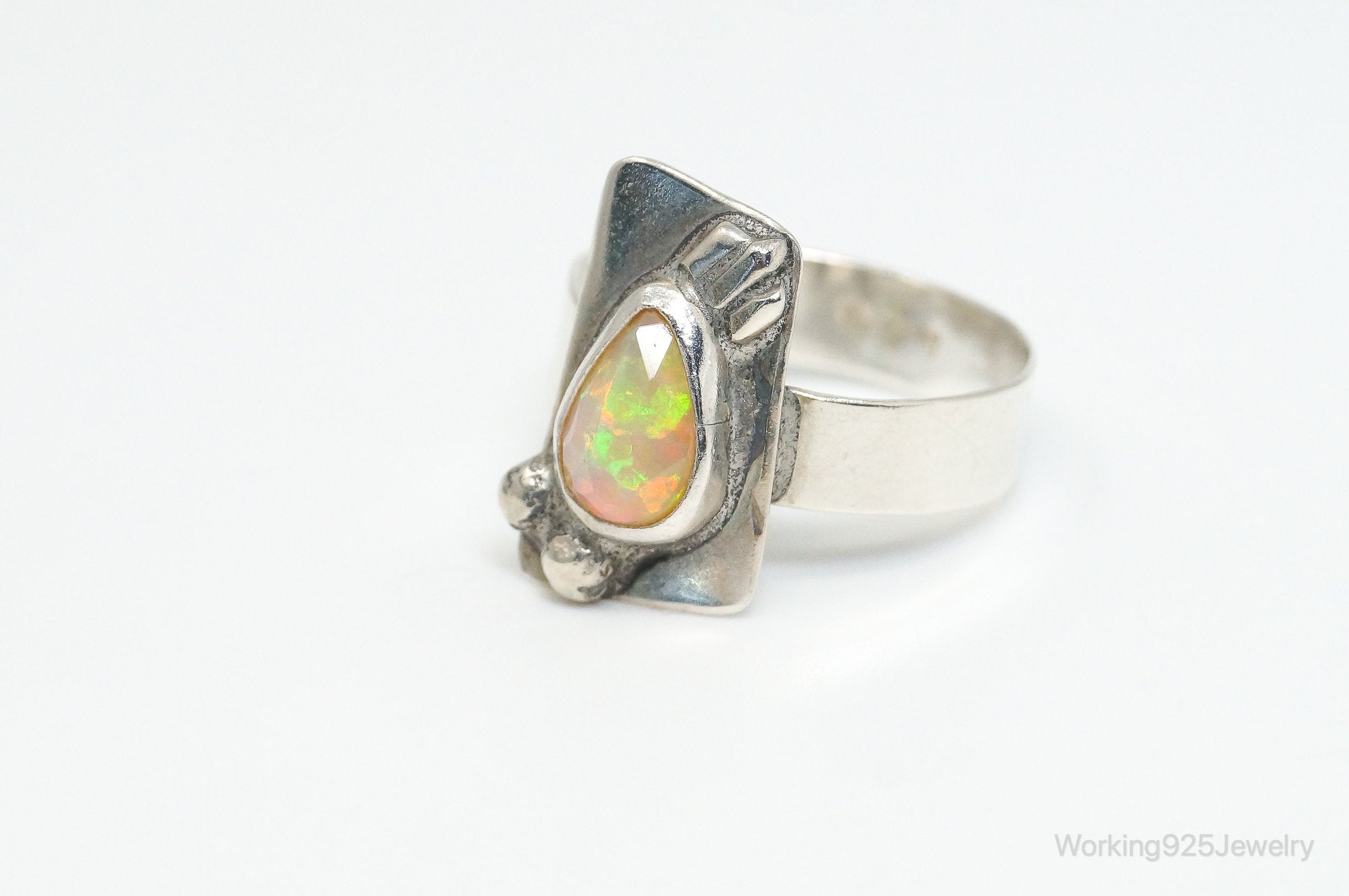 Vintage Opal Sterling Silver Ring - Size 6.75