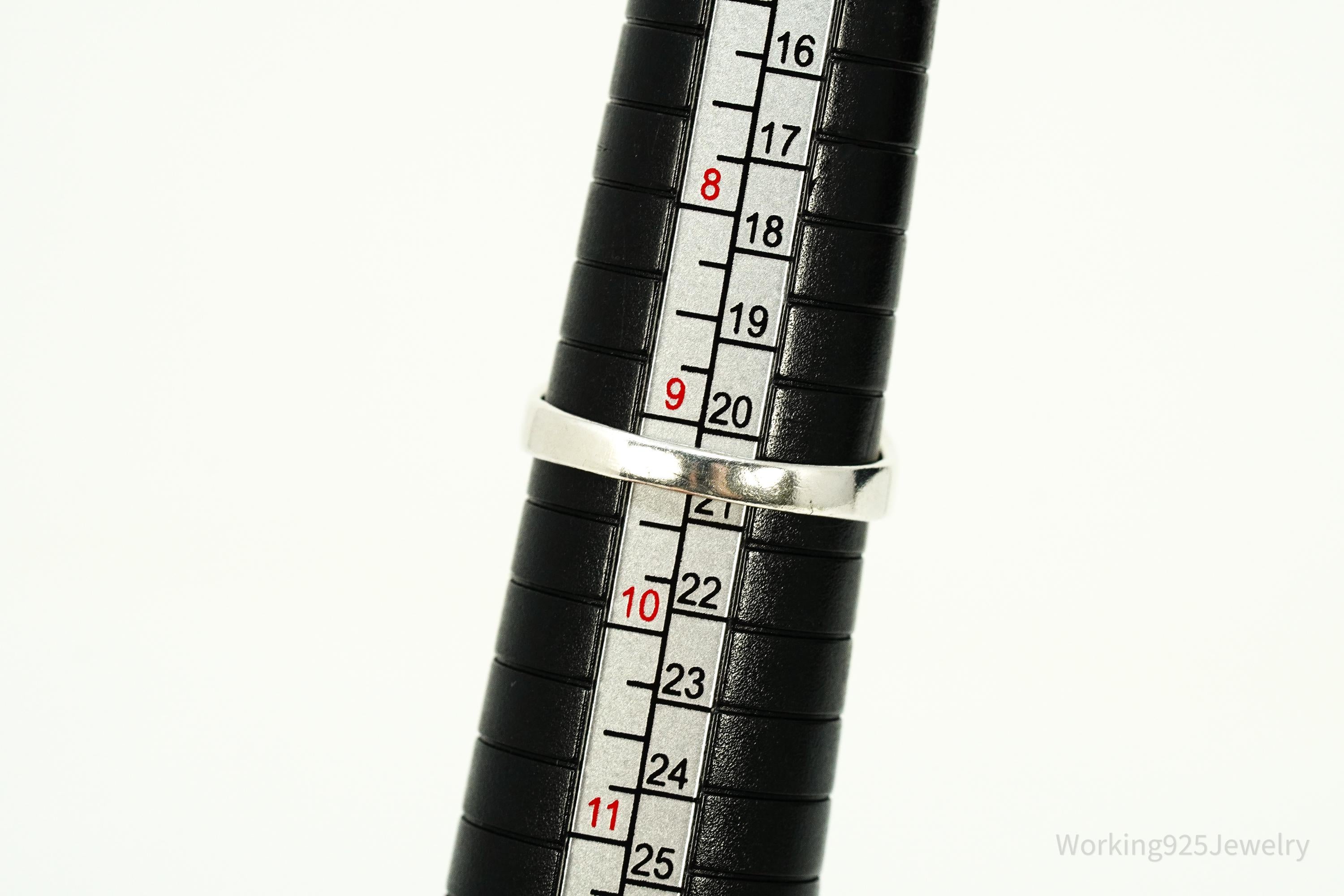 Vintage Black Onyx Modernist Style Sterling Silver Ring - Size 9.25