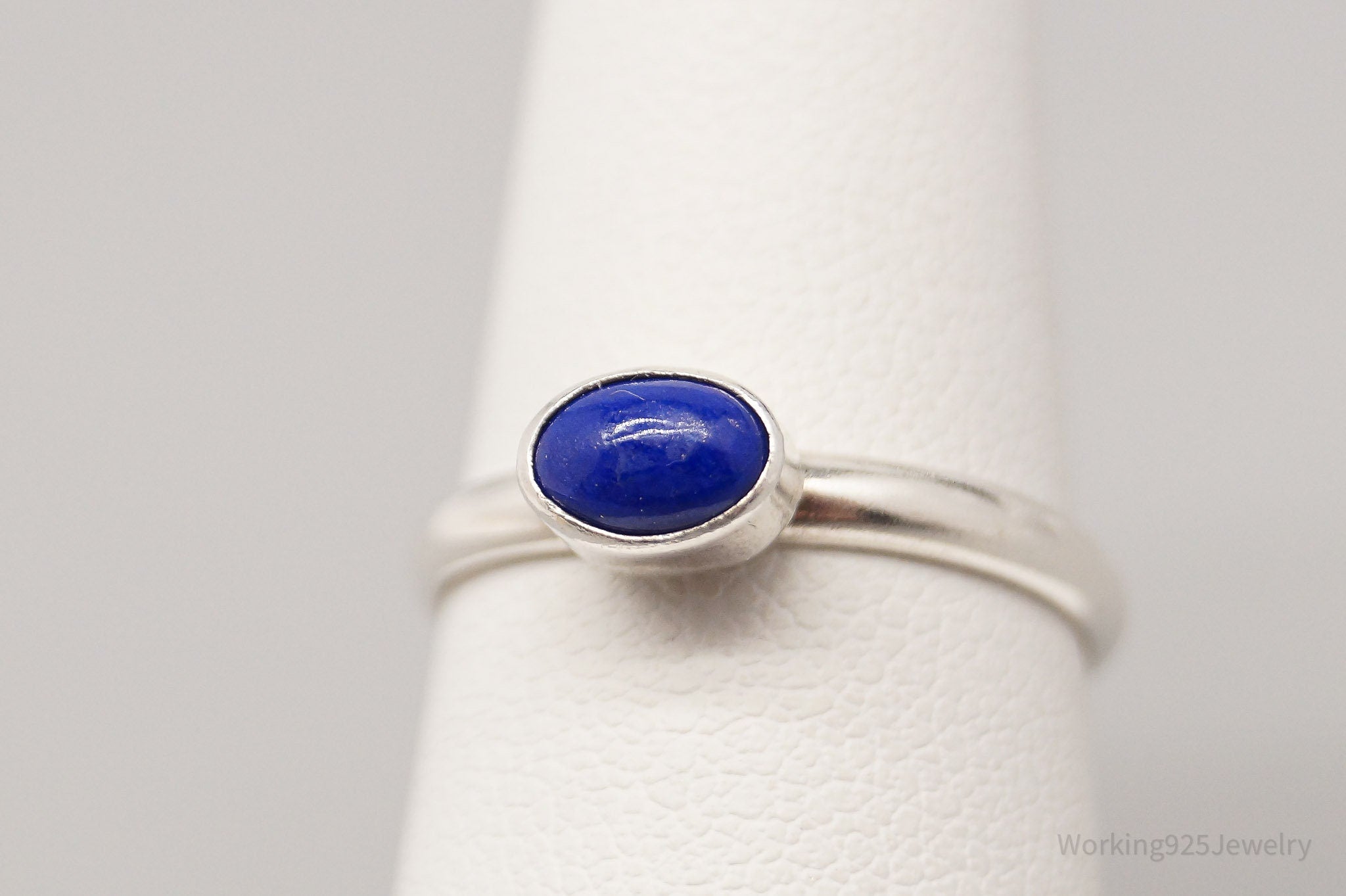 Vintage Lapis Lazuli Silver Ring - Size 6