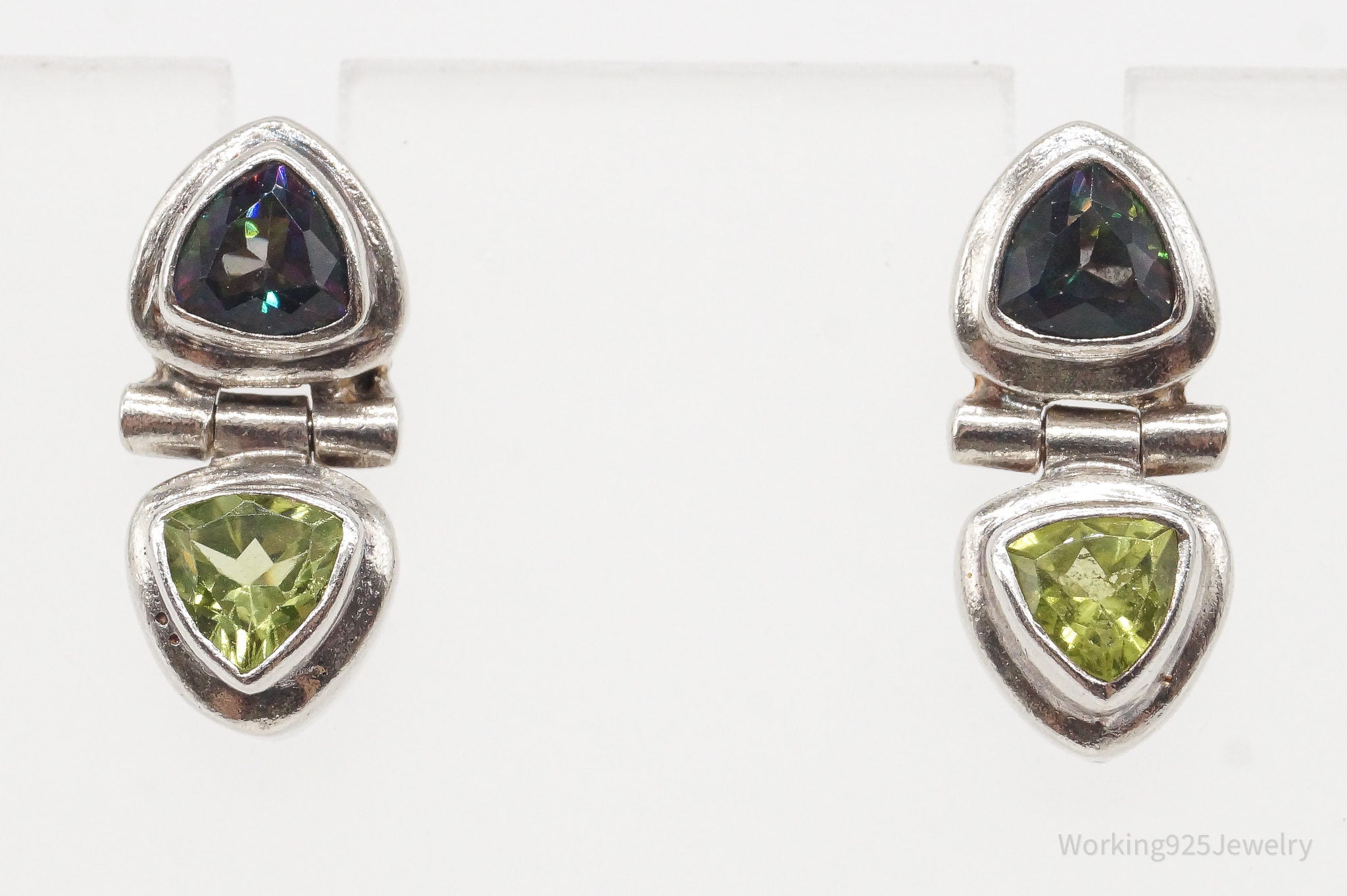 Vintage Mystic Topaz Peridot Sterling Silver Earrings