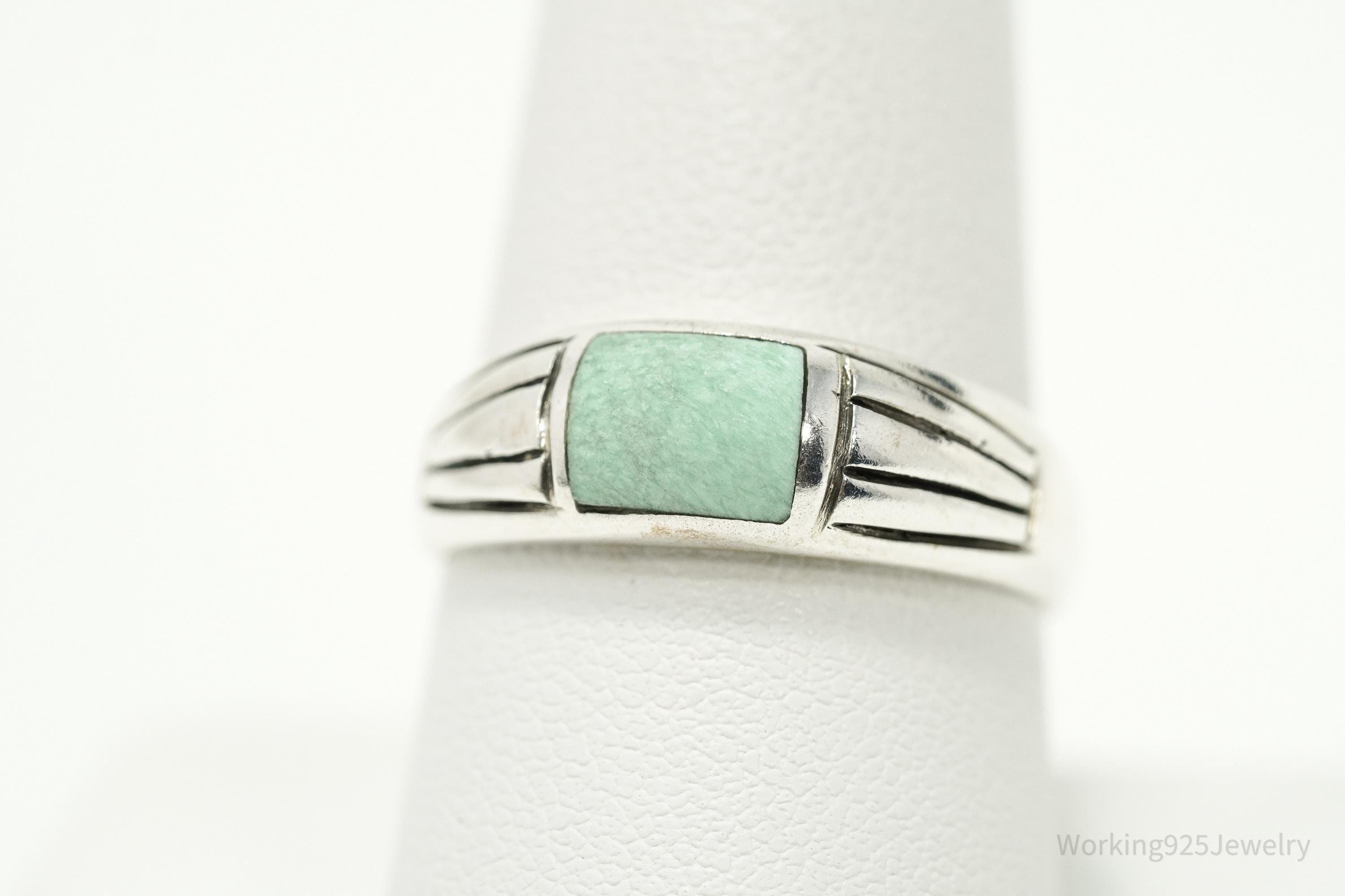 Vintage Native Anglo Carol Felley Turquoise Sterling Silver Ring - Size 9