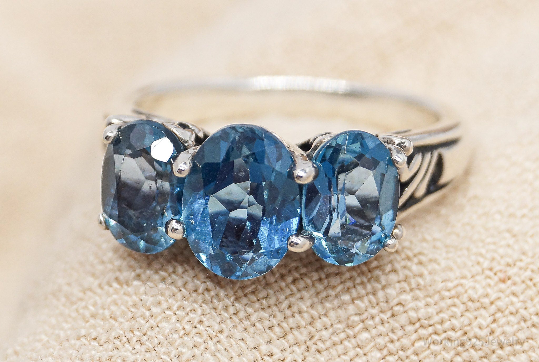 Vintage London Blue Topaz Sterling Silver Ring - Size 6