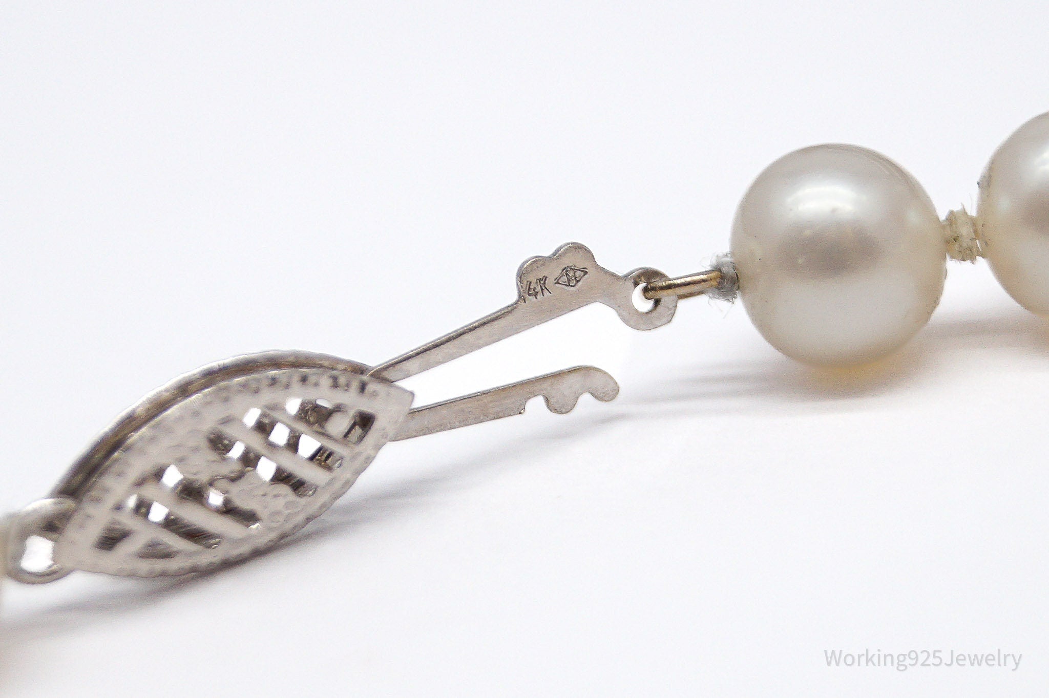 Vintage Pearl 14K White Gold Bracelet - 7 5/8"
