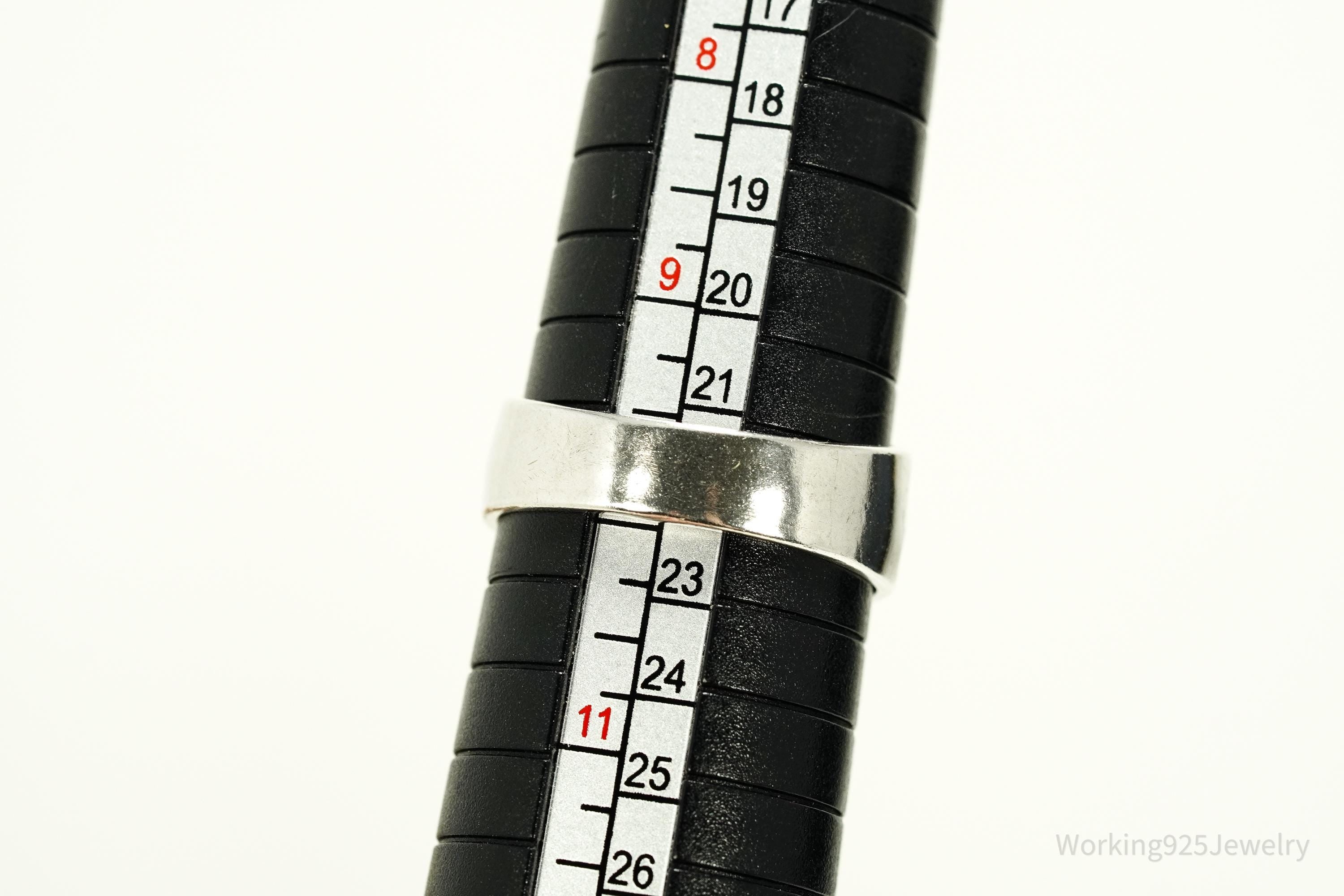 Vintage Amber Modernist Style Sterling Silver Ring - Size 10