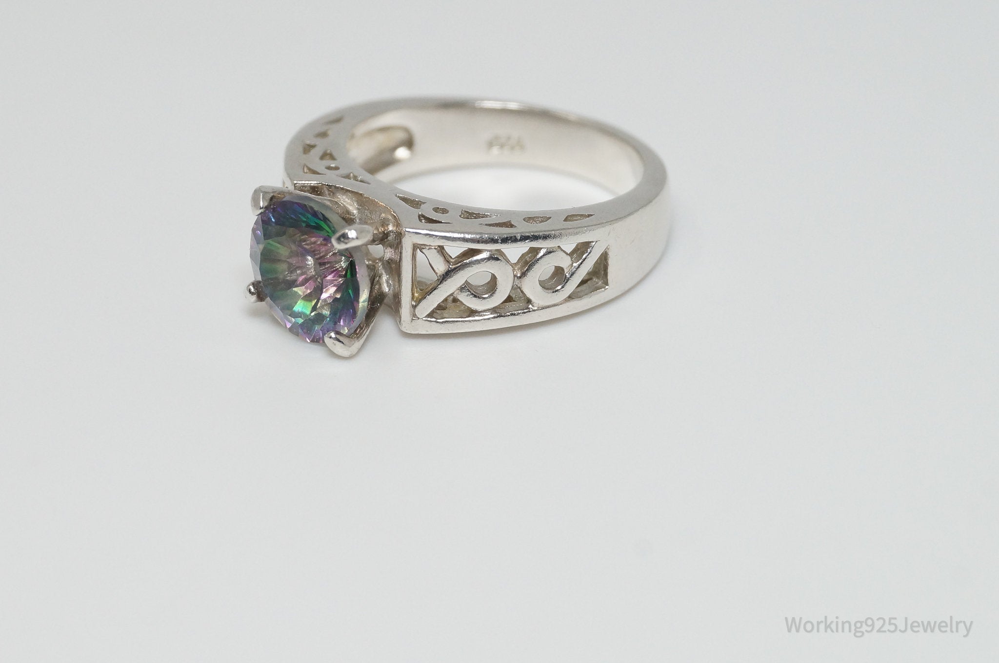 Vintage Mystic Topaz Sterling Silver Ring - Size 5.75