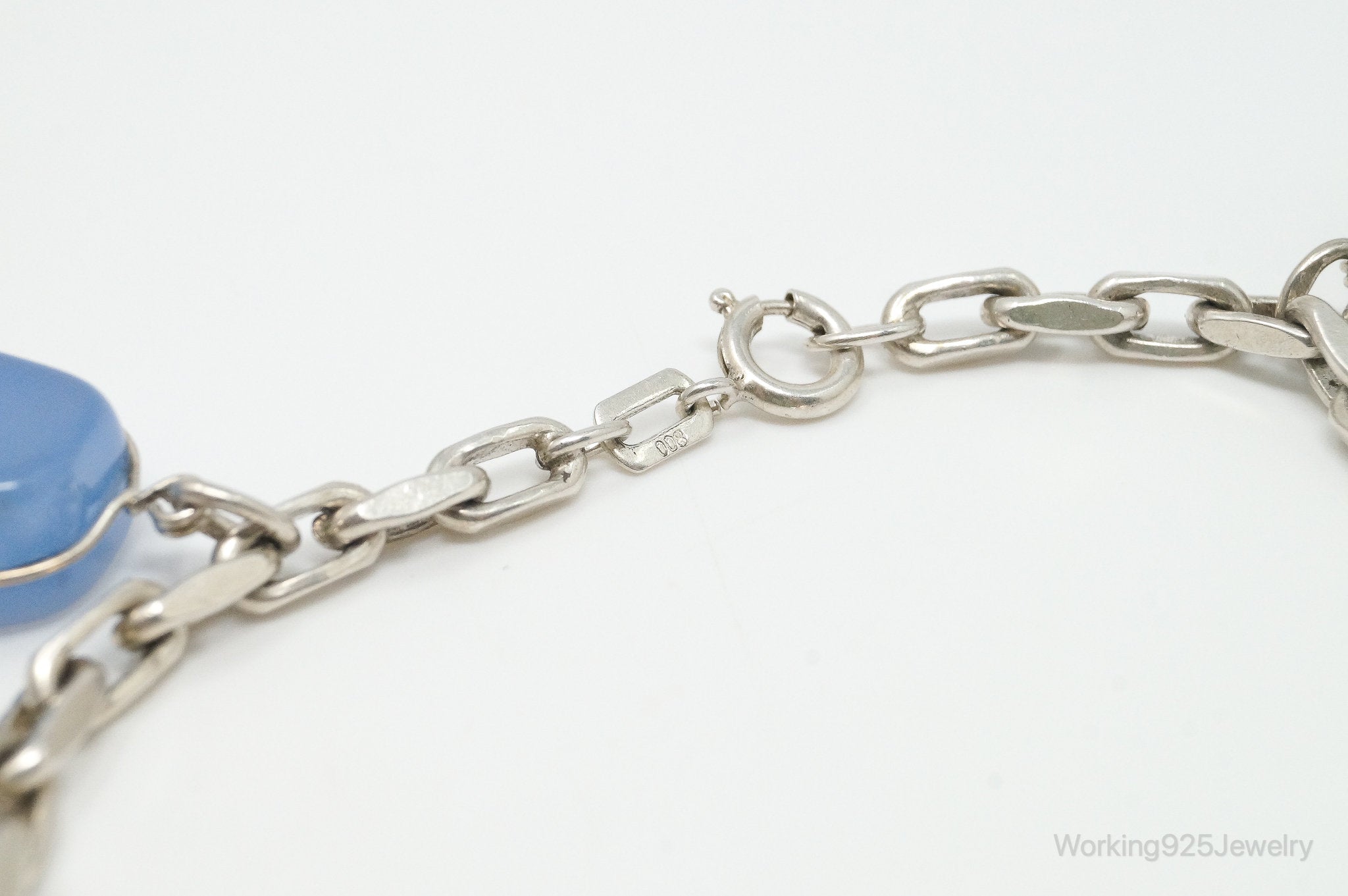 Vintage Multi Gem 800 Silver Chain Link Bracelet