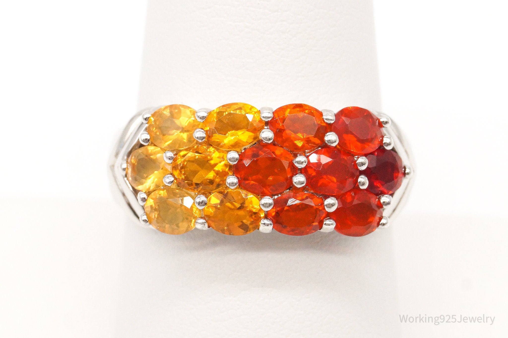 Vintage Multi Color Orange Topaz Sterling Silver Ring - Size 8