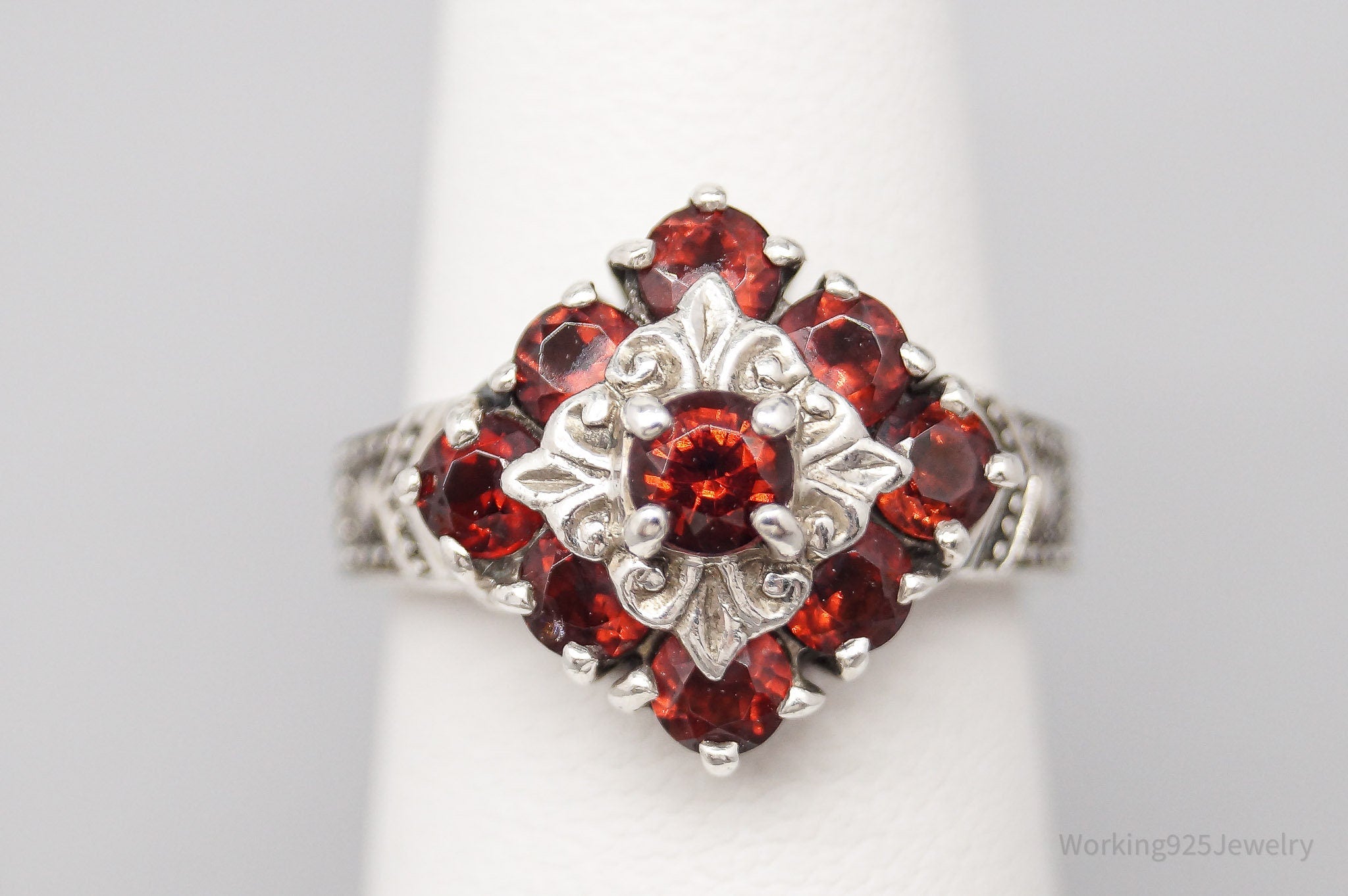 Vintage Garnet Sterling Silver Ring - Size 6