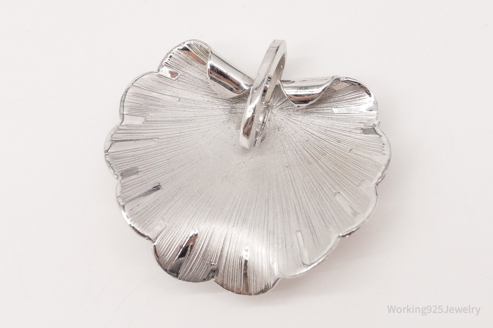 Vintage Designer WELLS Leaf Sterling Silver Brooch Pin Pendant