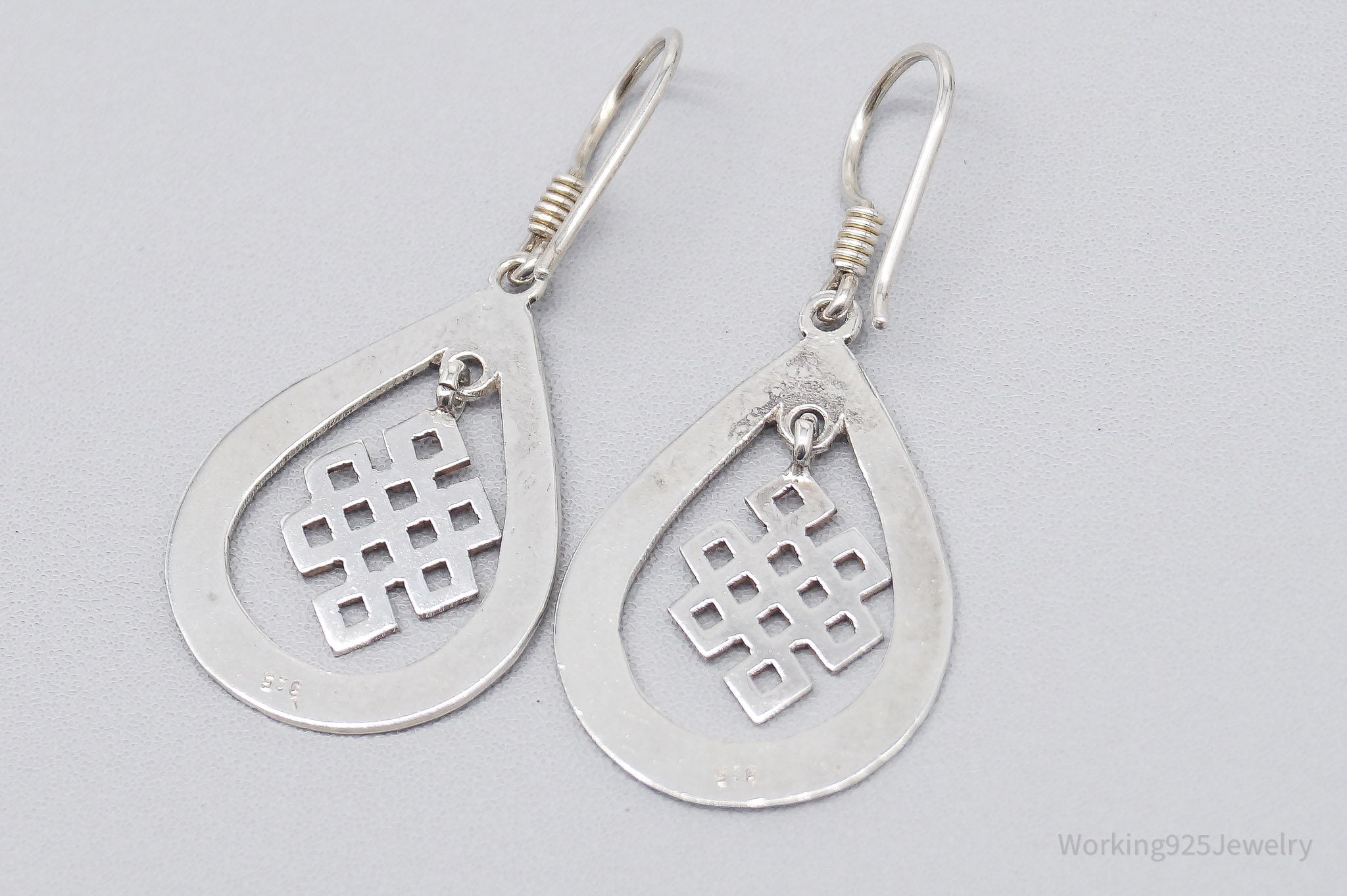 Vintage Eternal Endless Knot Sterling Silver Earrings