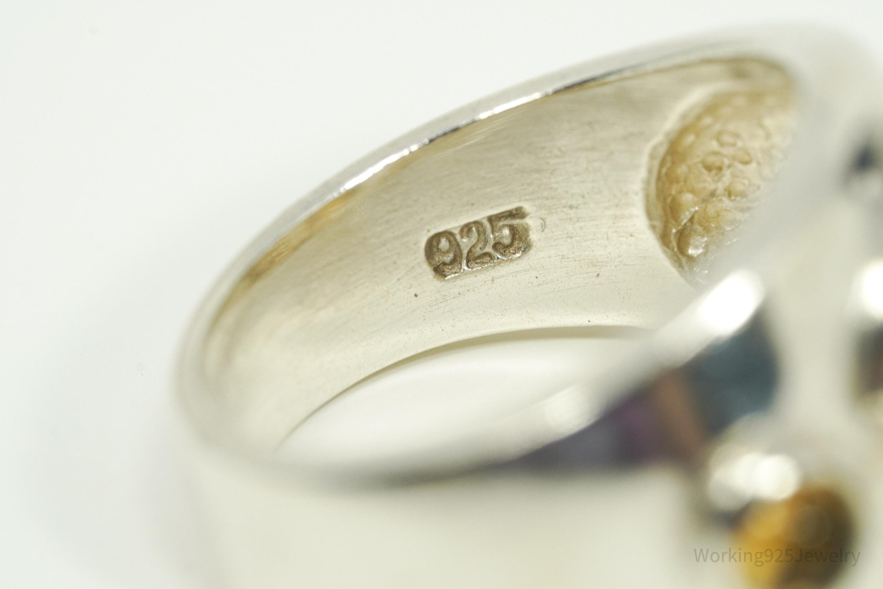 Vintage 1988 Queen Elizabeth II Isle of Man Coin Sterling Silver Ring - Size 6.75