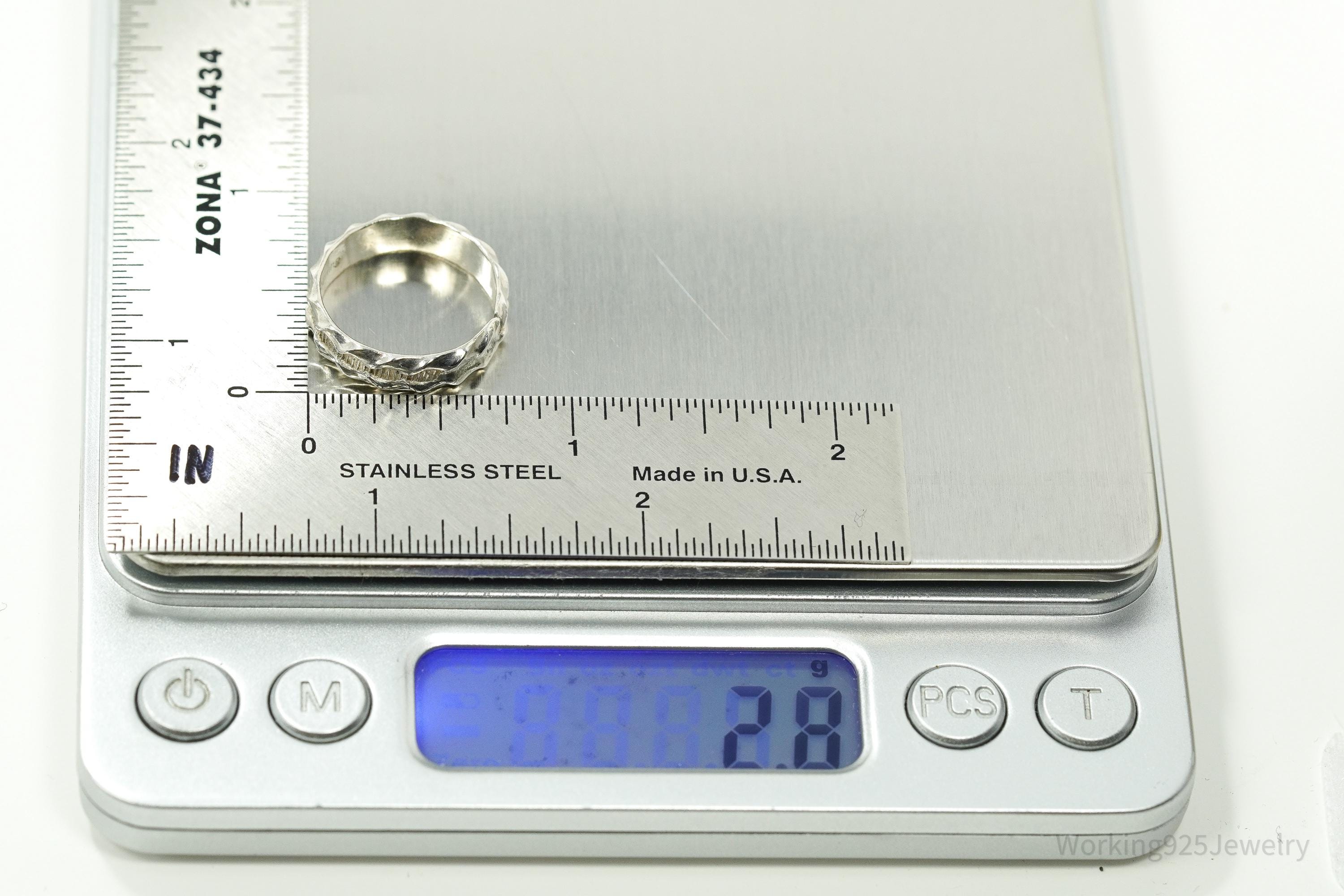 Vintage Native American Sterling Silver Band Ring - Size 6.5