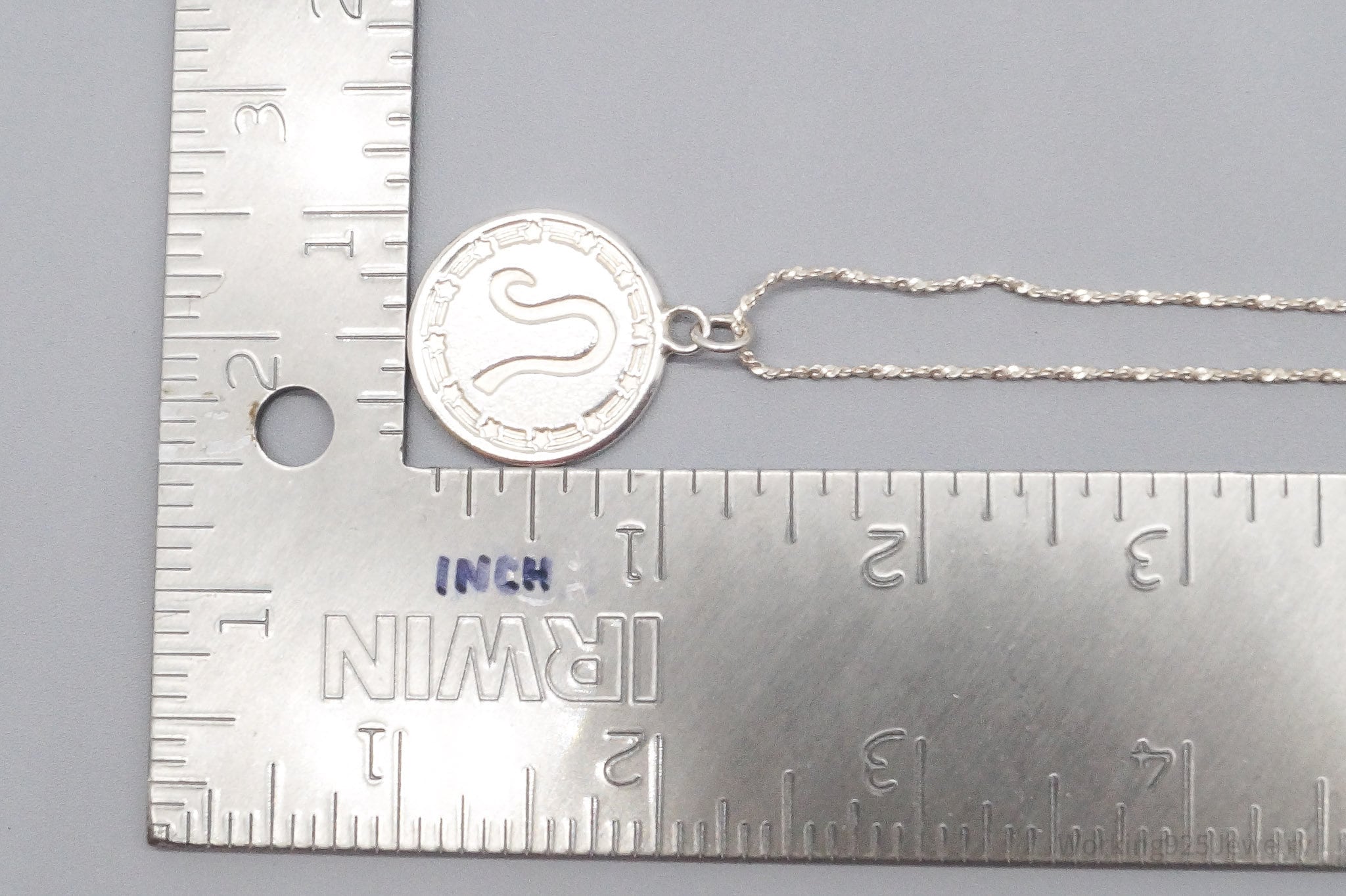 Vintage Leo Sign .999 Fine Silver Pendant Sterling Silver Chain Necklace 30"