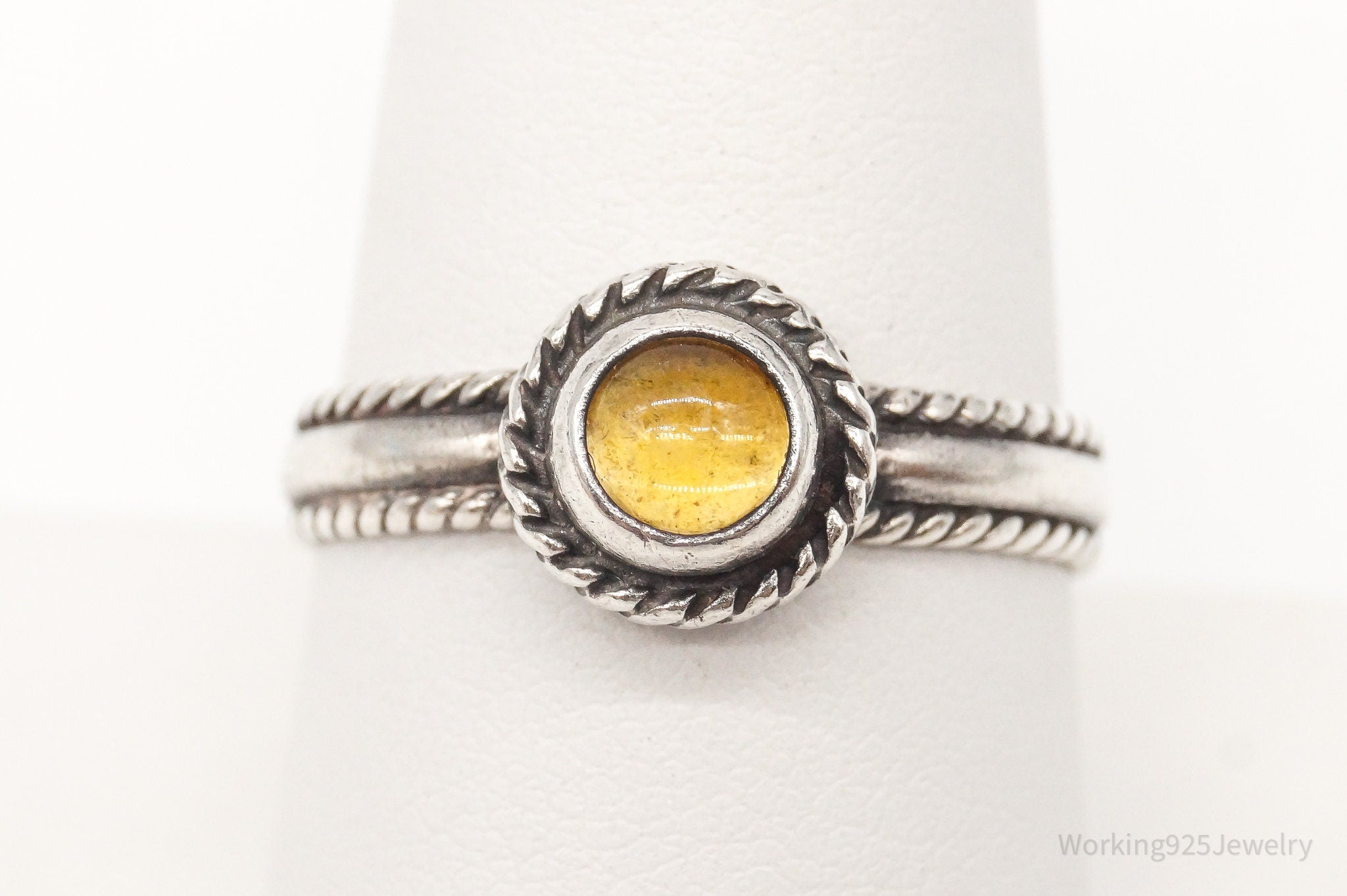 Vintage Citrine Sterling Silver Ring - Size 8.75