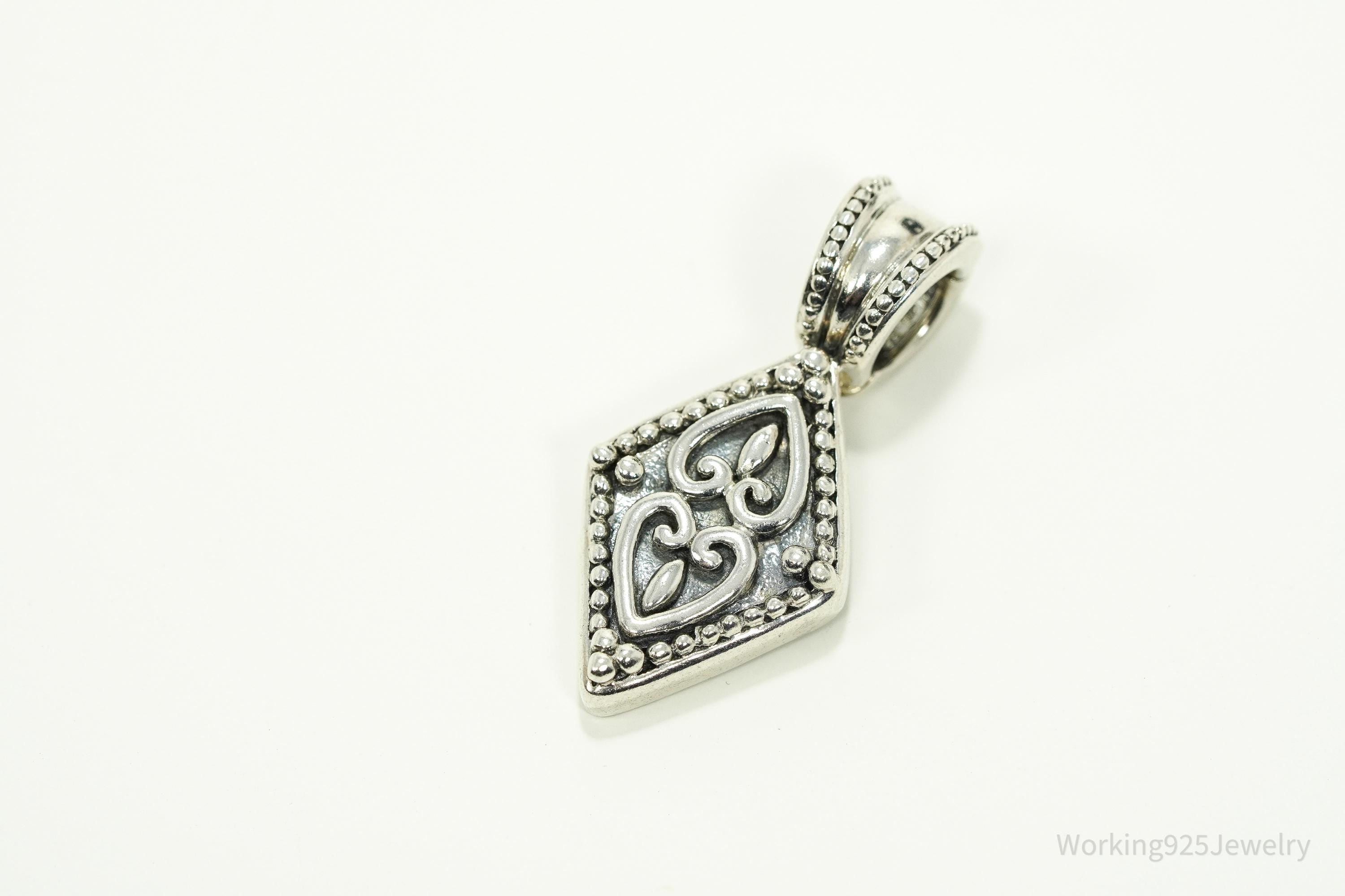 Vintage Sadye L Vassil SLV Filigree Ornate Sterling Silver Pendant 1.5"
