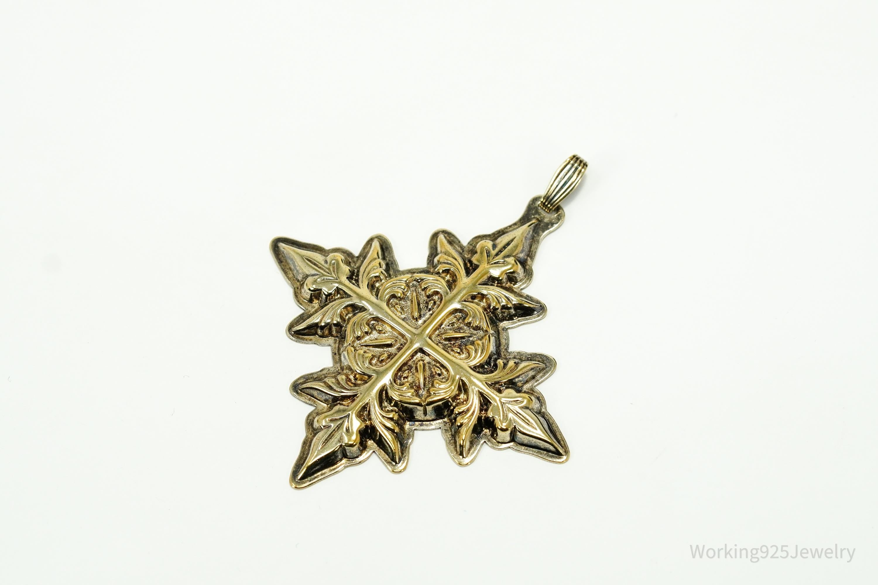 Vintage Large 1982 Reed & Barton Christmas Cross Sterling Silver Tree Ornament