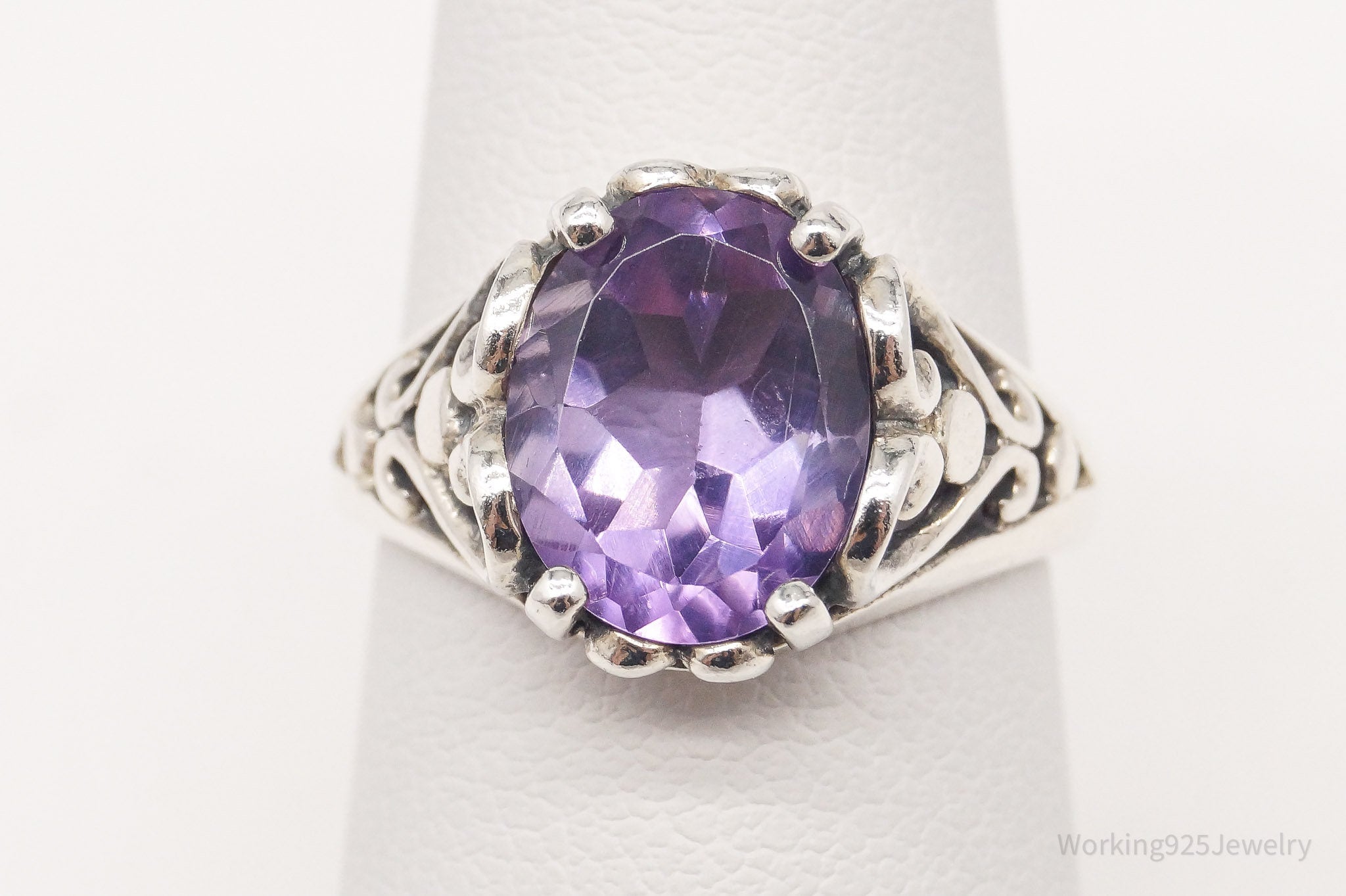 Vintage Designer KABANA Amethyst Sterling Silver Ring - Size 5.75