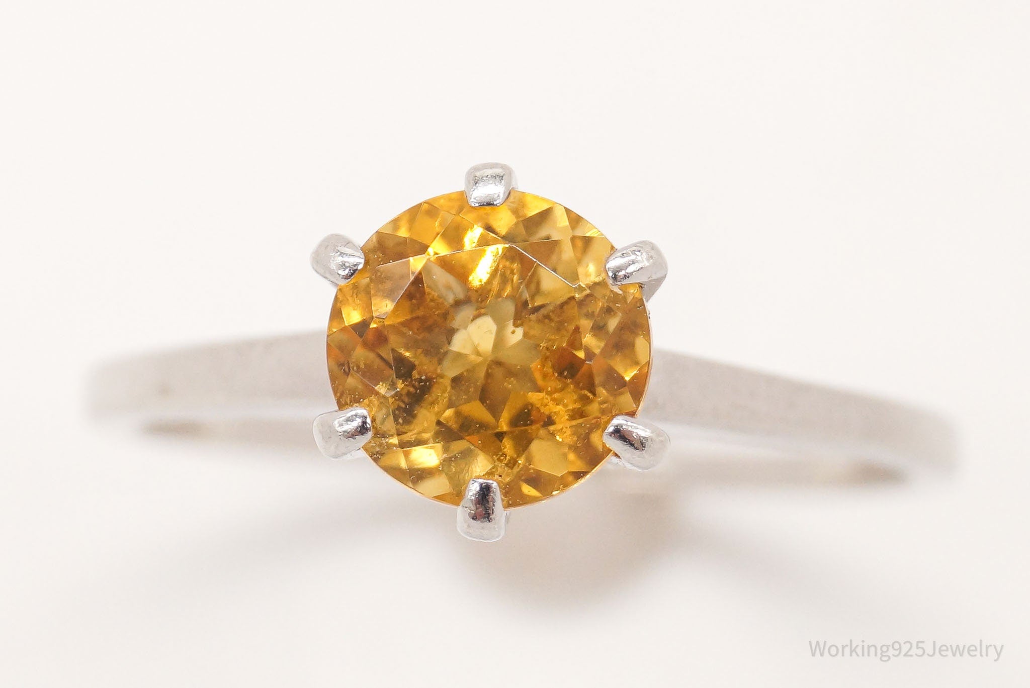 Vintage Citrine Sterling Silver Ring - Size 8.75