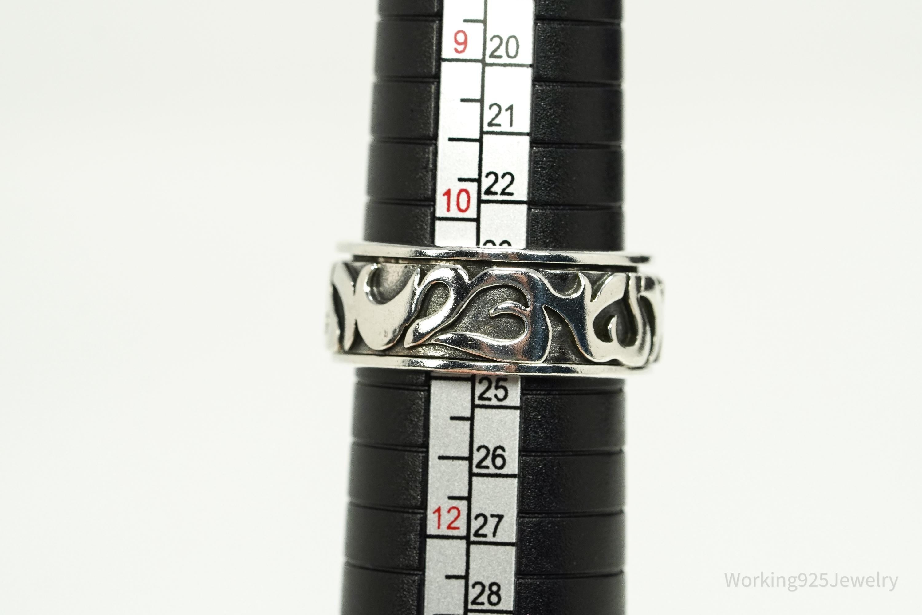 Vintage Tribal Sterling Silver Spinner Band Ring Size 11